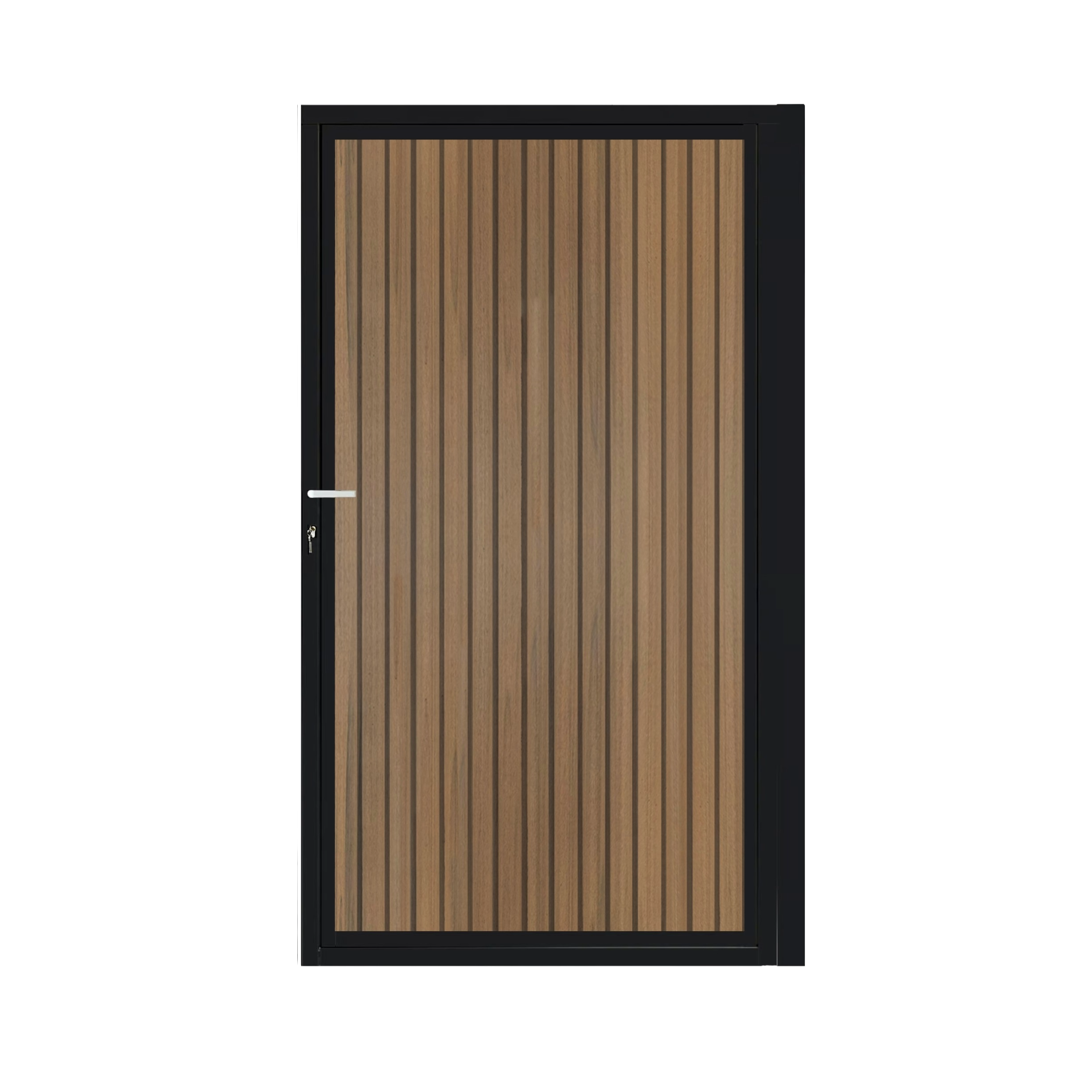 CompoGarden composiet poort Teak Rhombus verticaal met zwart stalen poortframe - 100 x 185 cm