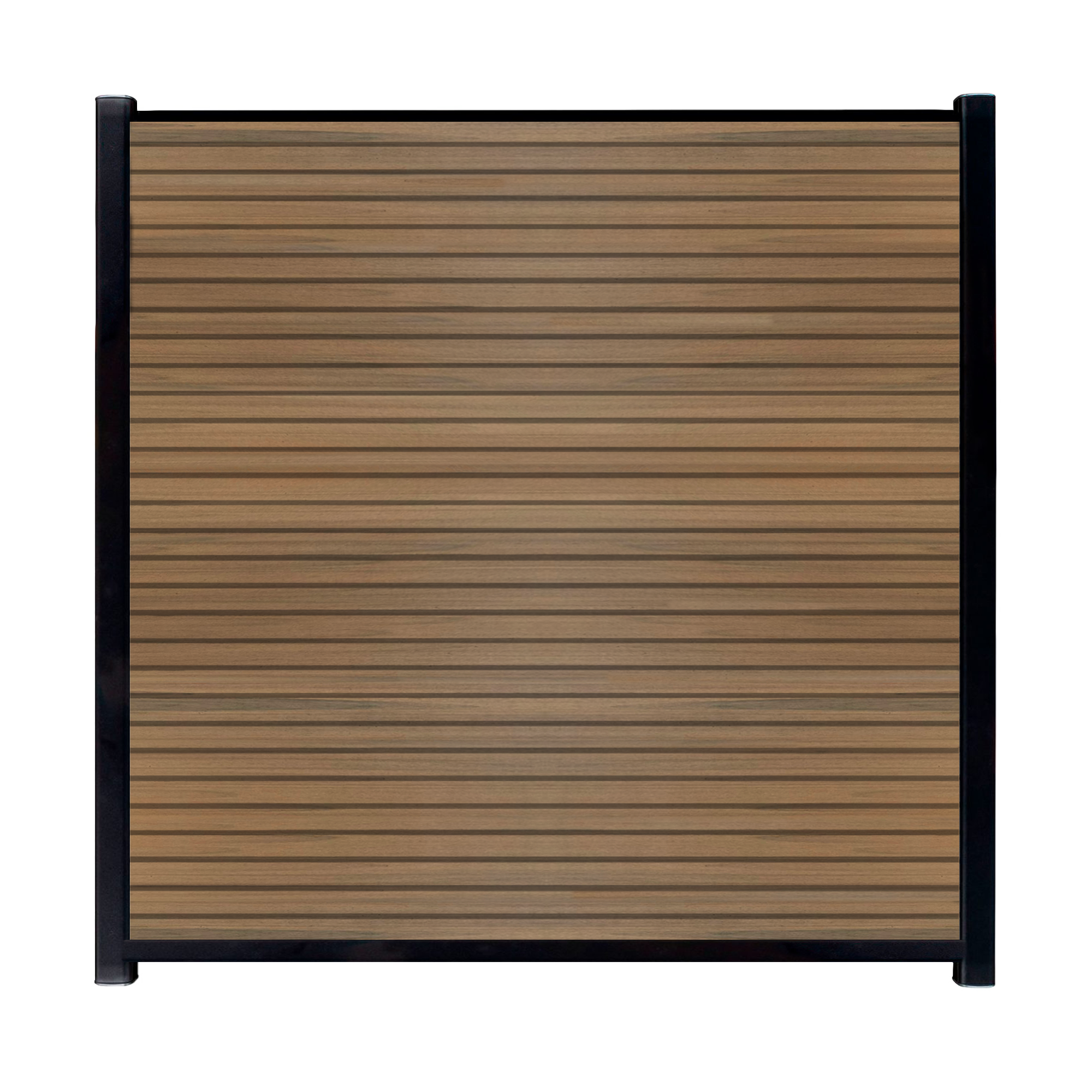 CompoLine composiet scherm Teak Rhombus horizontaal met zwarte profielen - 180 x 184 cm