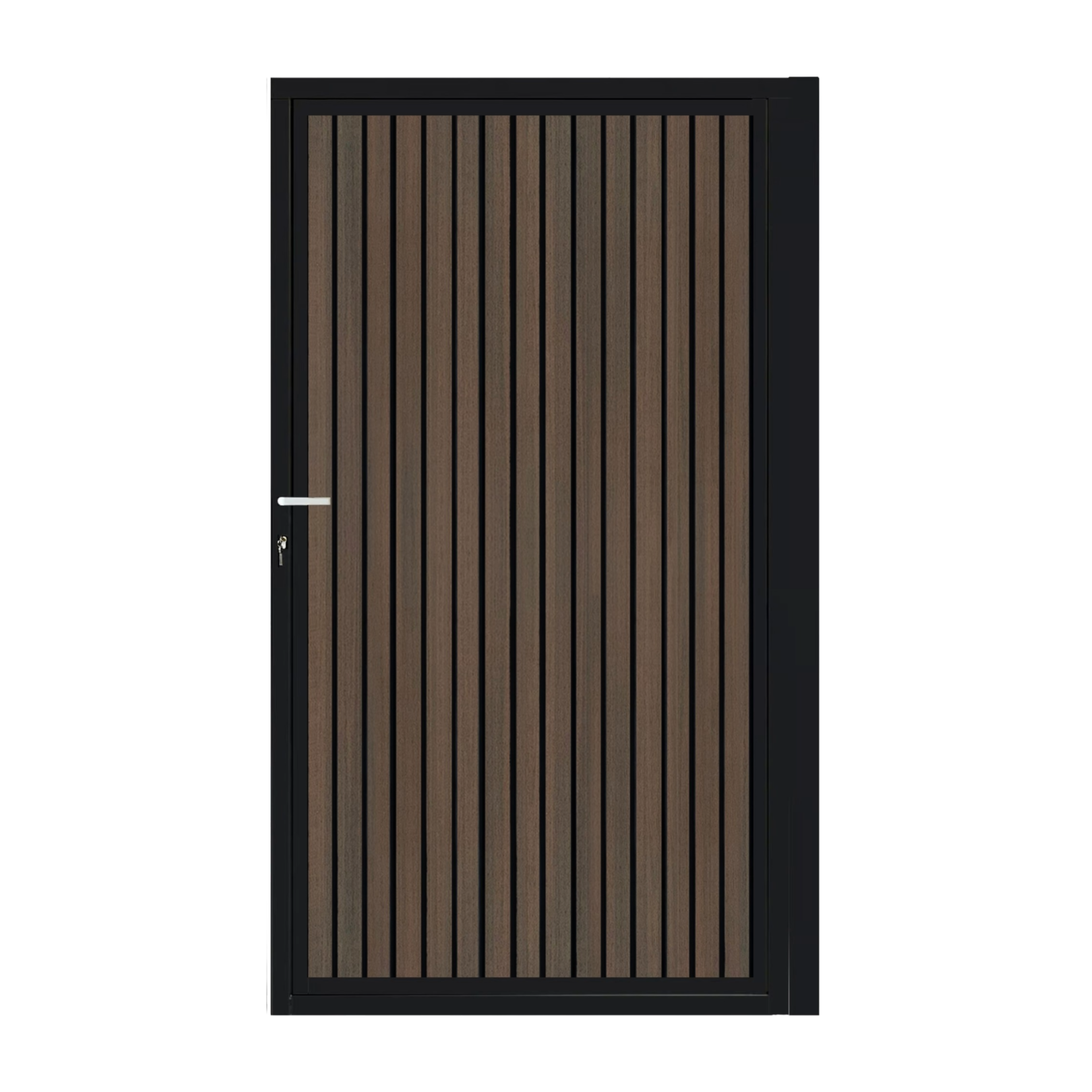 CompoGarden composiet poort Donkerbruin Rhombus Schaduw verticaal met zwart stalen poortframe - 100 x 185 cm