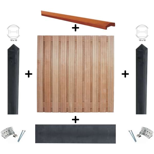 Startpakket hardhout - antraciet ongecoat beton schutting