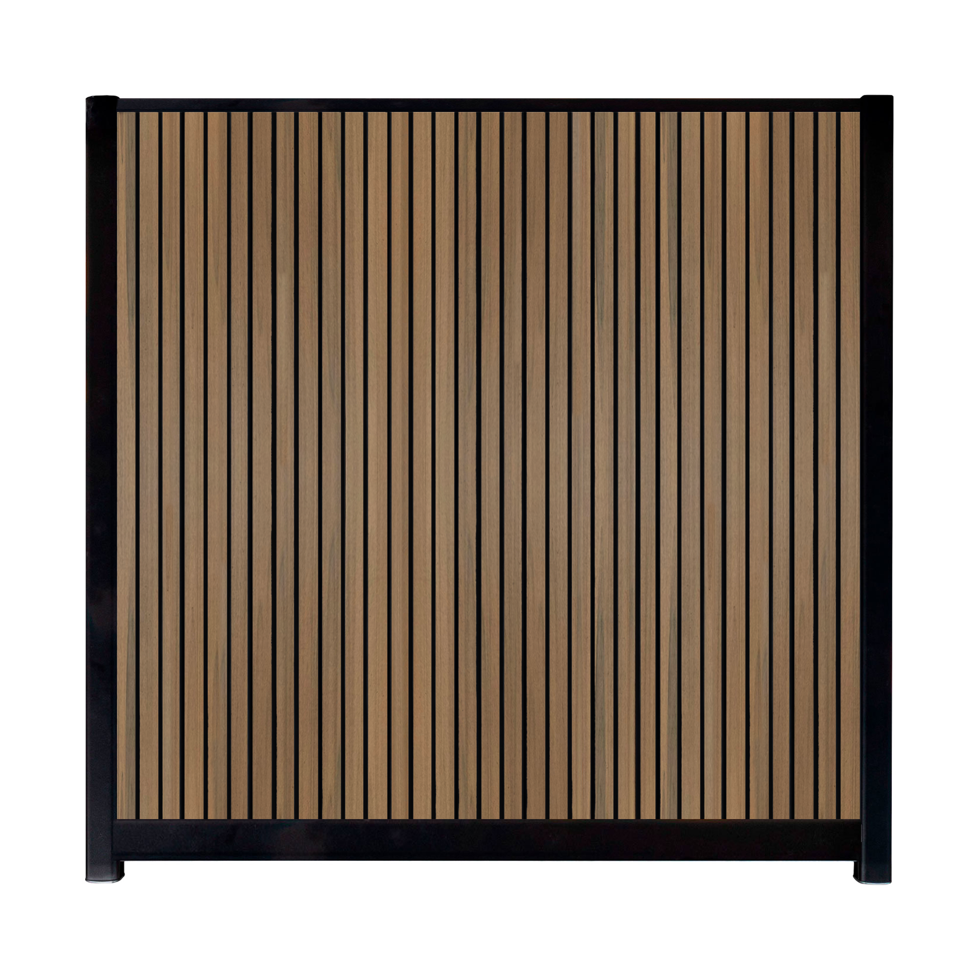 CompoLine composiet scherm Teak Rhombus Schaduw verticaal met zwarte profielen - 180 x 188 cm 
