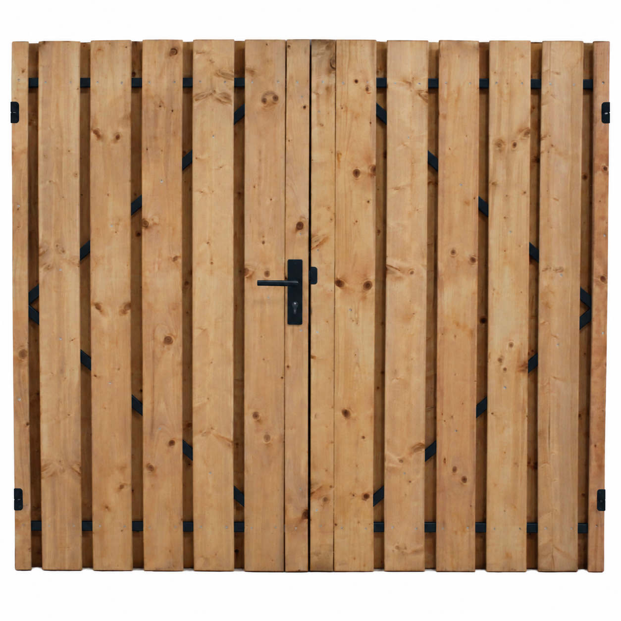 Caballero geschaafd dubbele tuindeur met gepoedercoat frame  