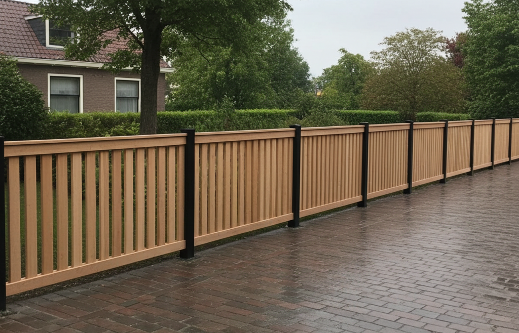 Hardhouten geschaafd hekwerk