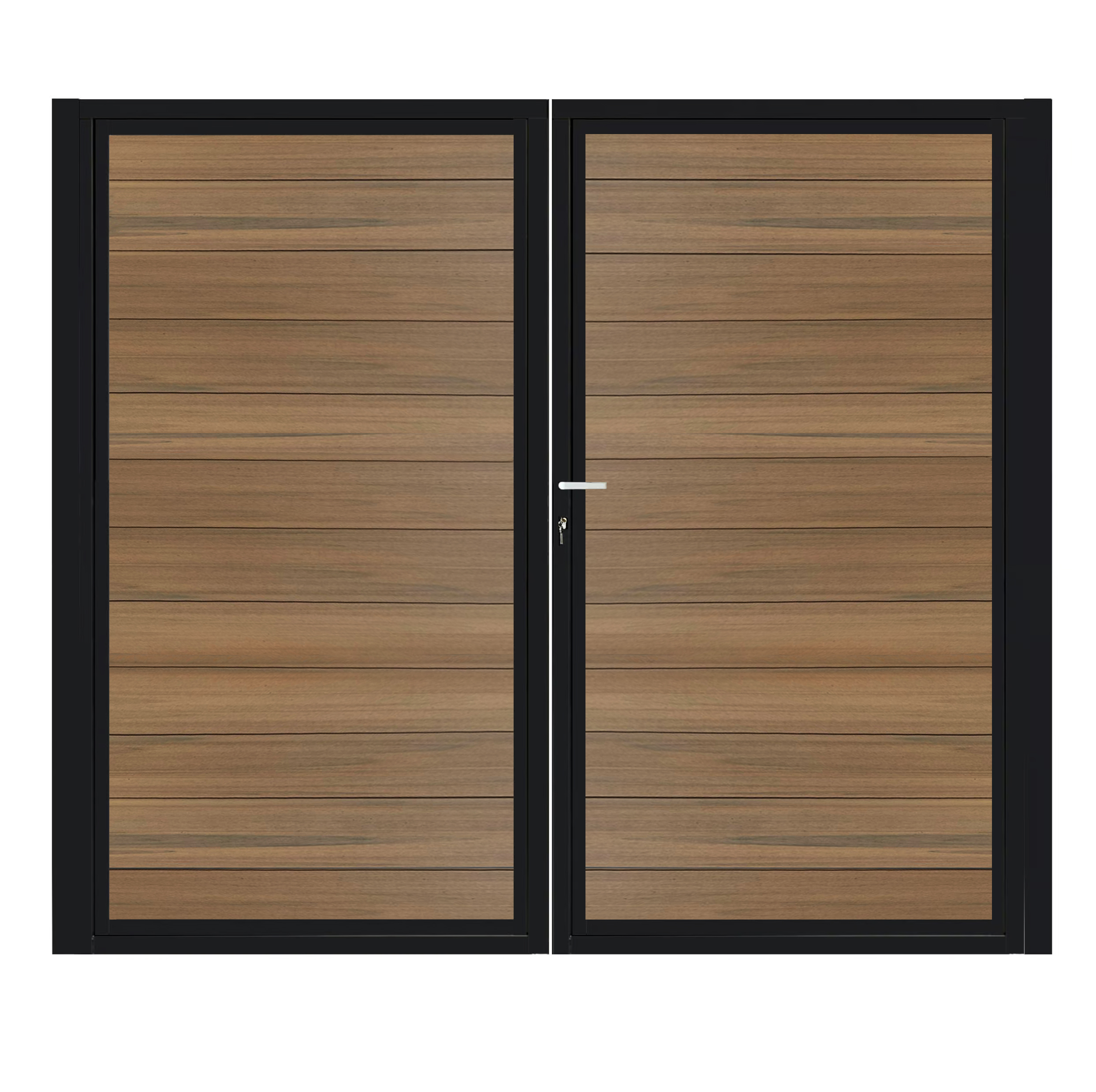 Geborsteld dubbele poort met aluminium frame