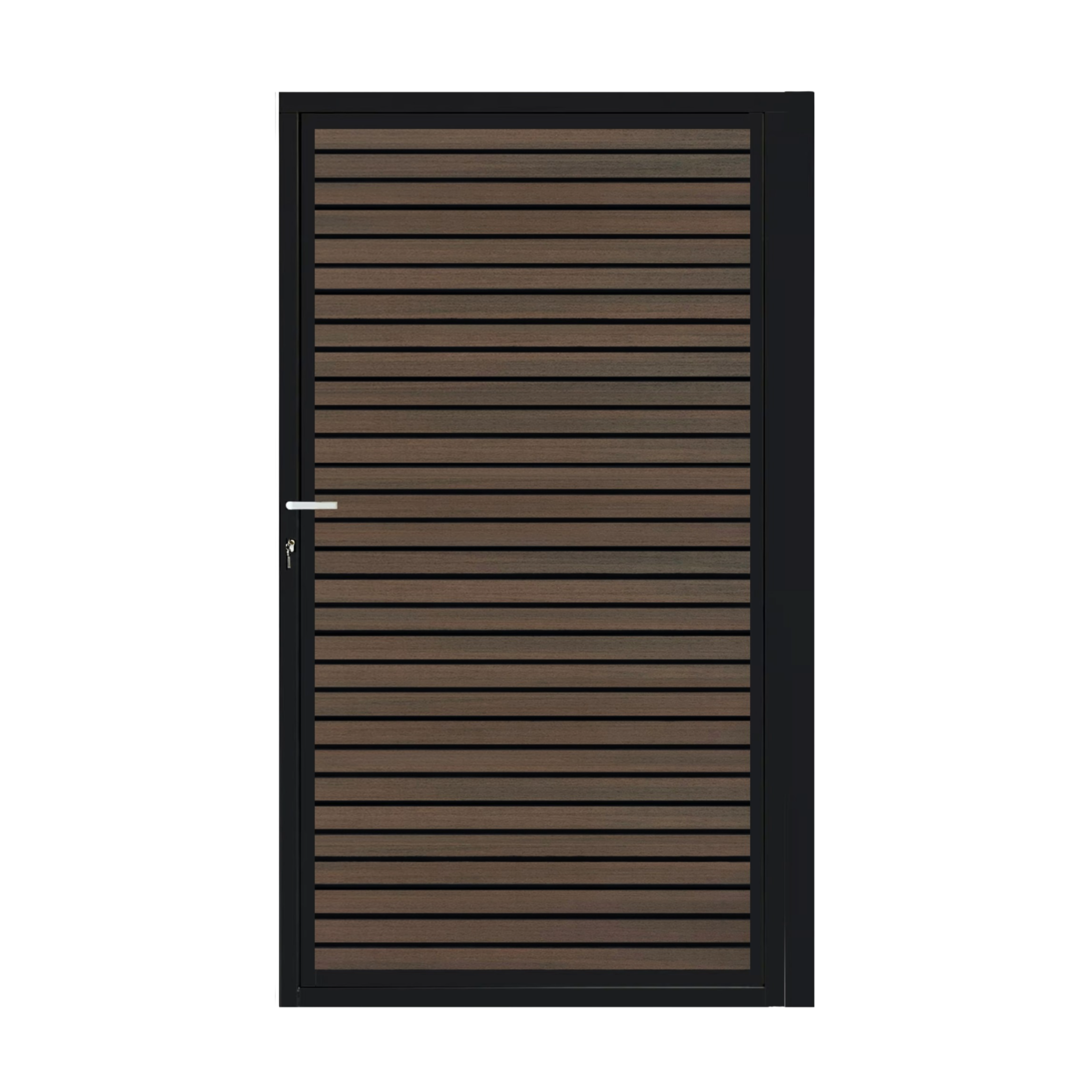 CompoGarden composiet poort Donkerbruin Rhombus Schaduw horizontaal met zwart stalen poortframe - 100 x 185 cm 