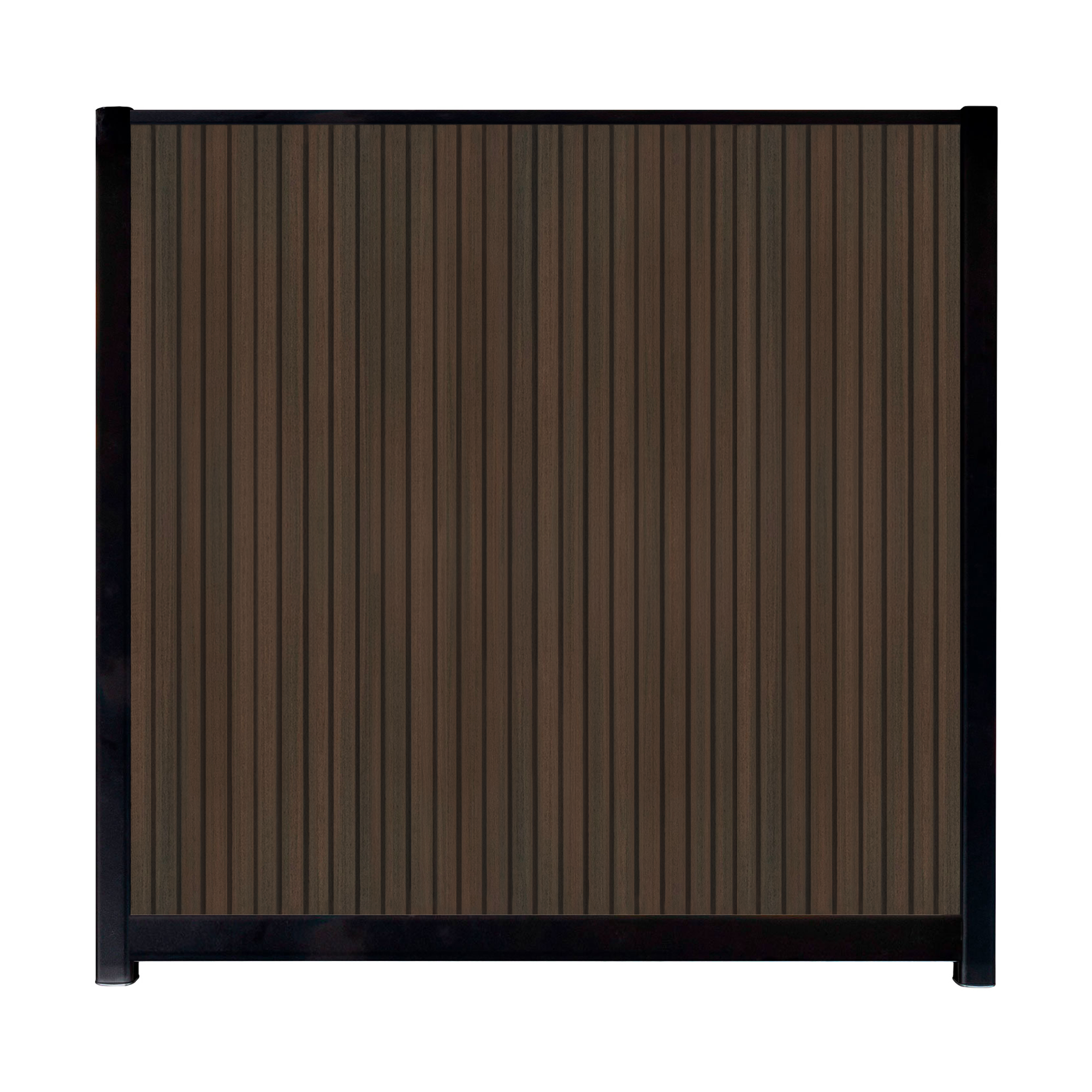 CompoLine composiet scherm Donkerbruin Rhombus verticaal met zwarte profielen - 180 x 188 cm