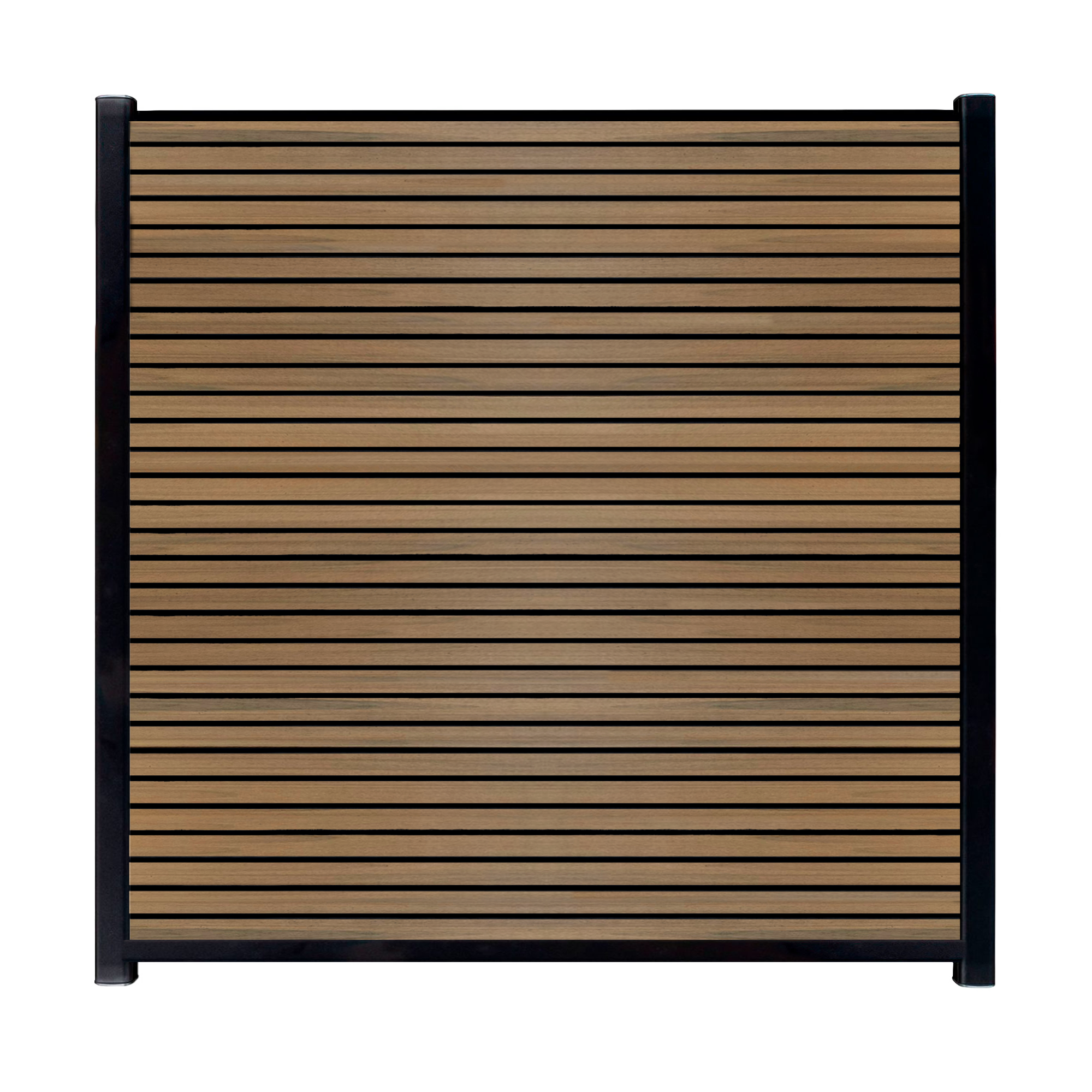 CompoGarden composiet scherm Teak Rhombus Schaduw horizontaal met zwarte profielen - 180 x 184 cm 