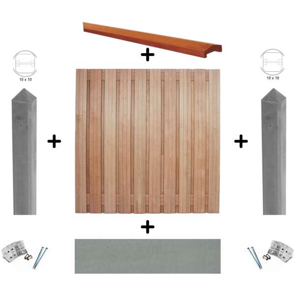  Startpakket hardhout - grijs beton schutting