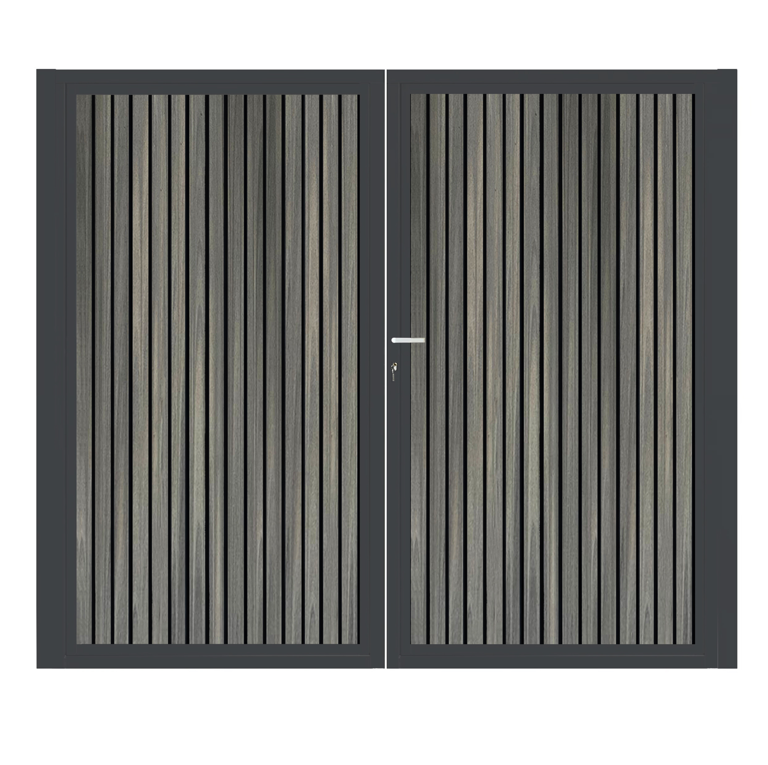 CompoGarden composiet dubbele poort Antraciet Rhombus Schaduw verticaal met antraciet stalen poortframe - 300 x 185 cm 