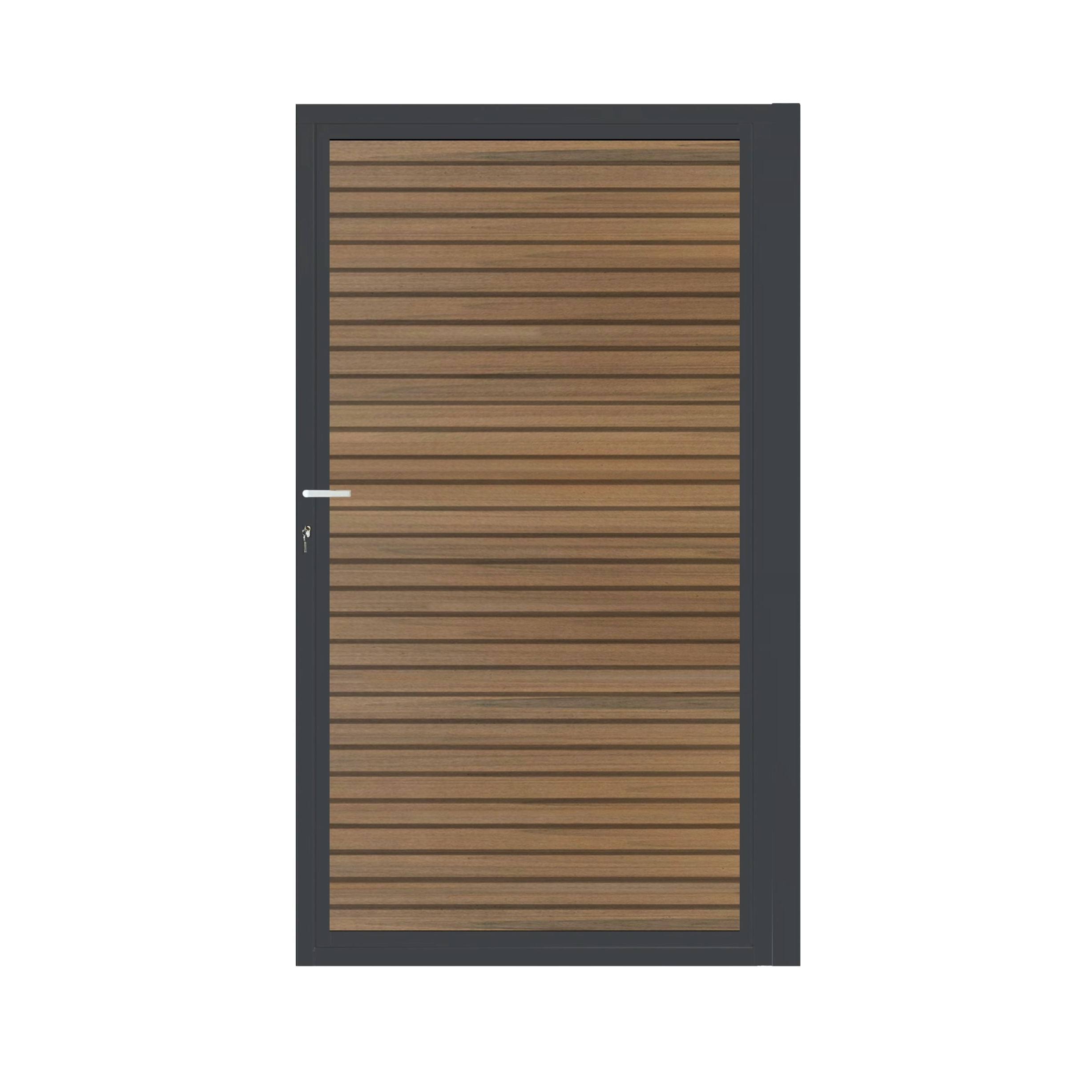 CompoGarden composiet poort Teak Rhombus horizontaal met antraciet stalen poortframe - 100 x 185 cm 