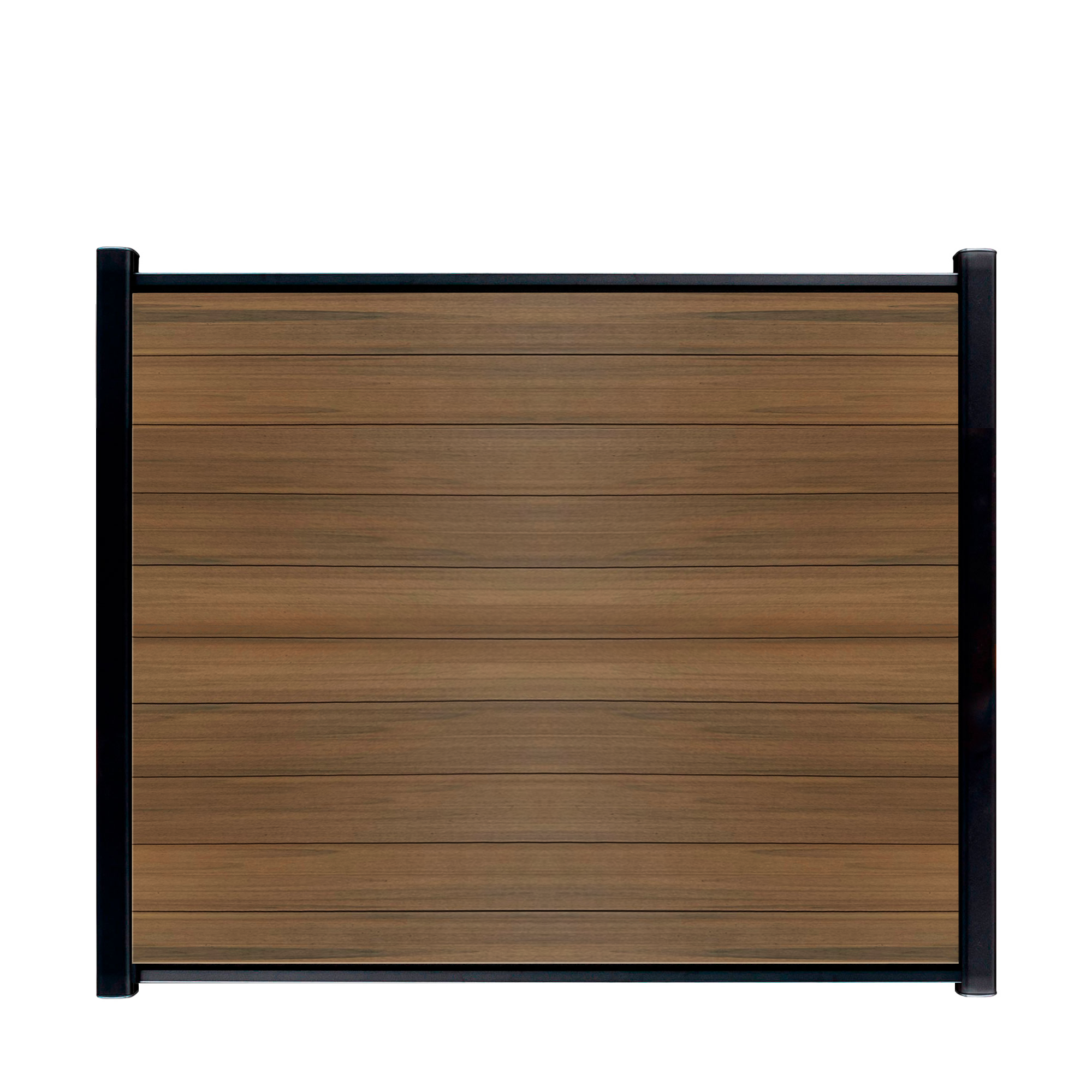 CompoGarden composiet scherm Teak Rhombus Geborsteld horizontaal met zwarte profielen - 180 x 184 cm