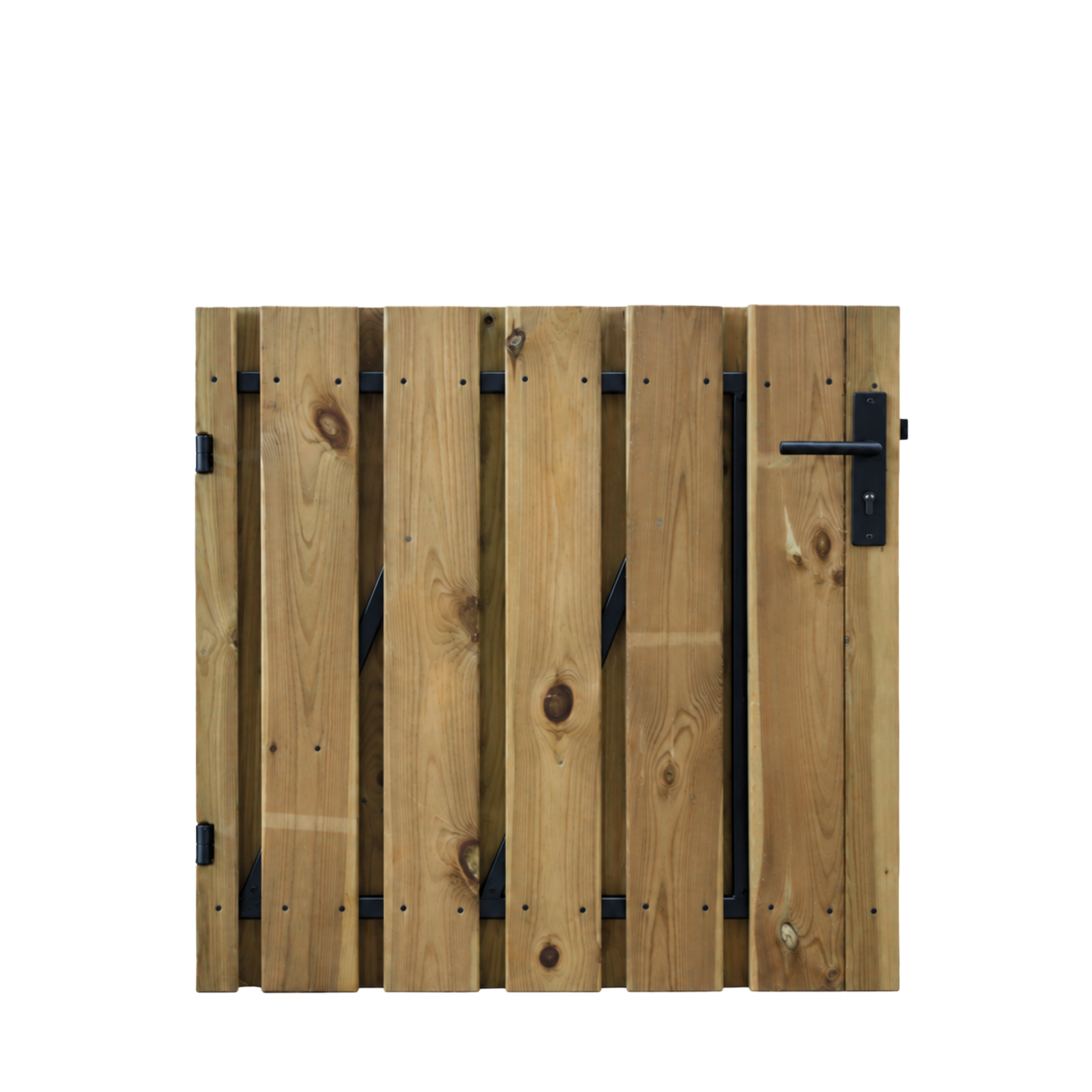 Grenen geschaafde tuindeur laag met gepoedercoat frame 