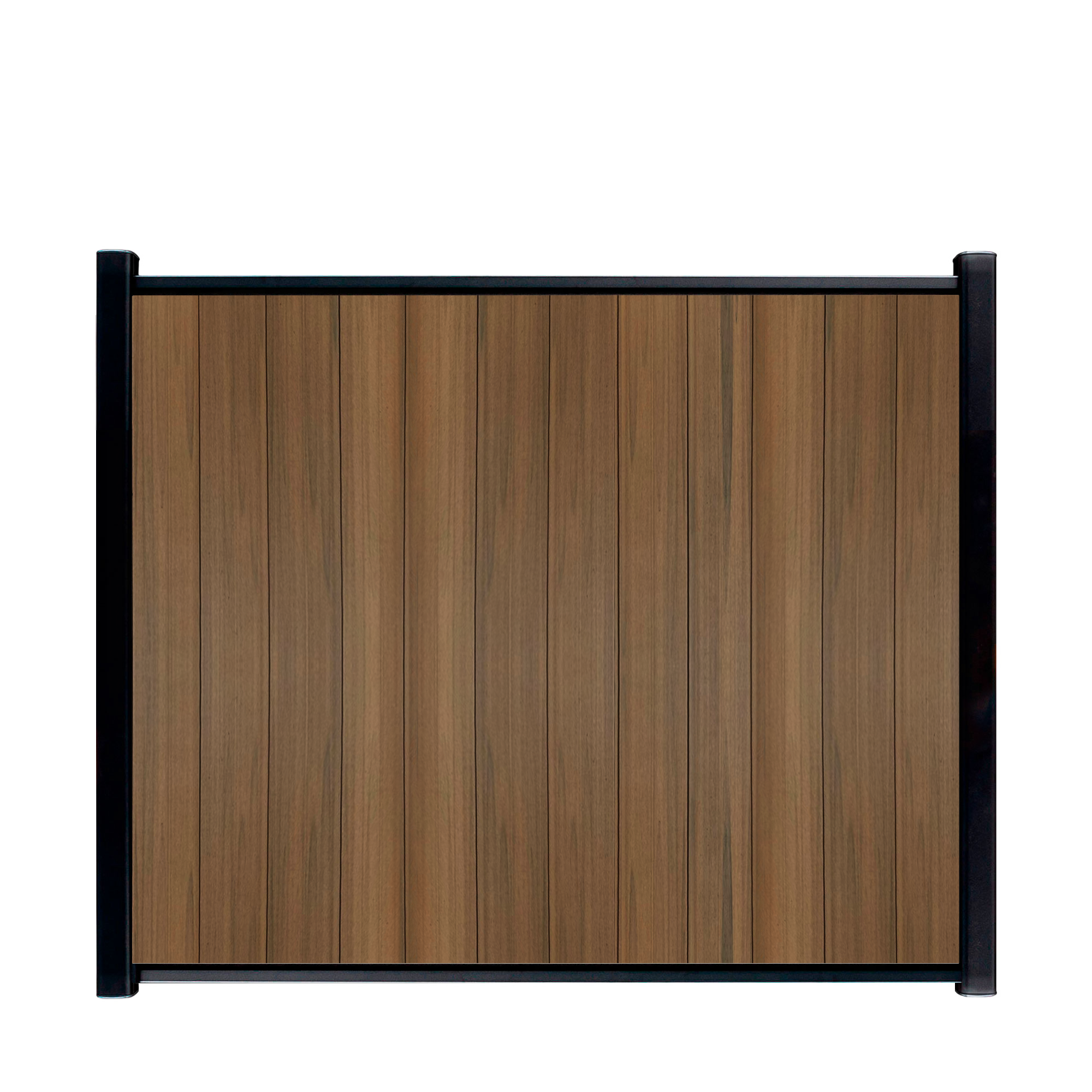 CompoLine composiet scherm Teak Rhombus Geborsteld verticaal met zwarte profielen - 180 x 188 cm