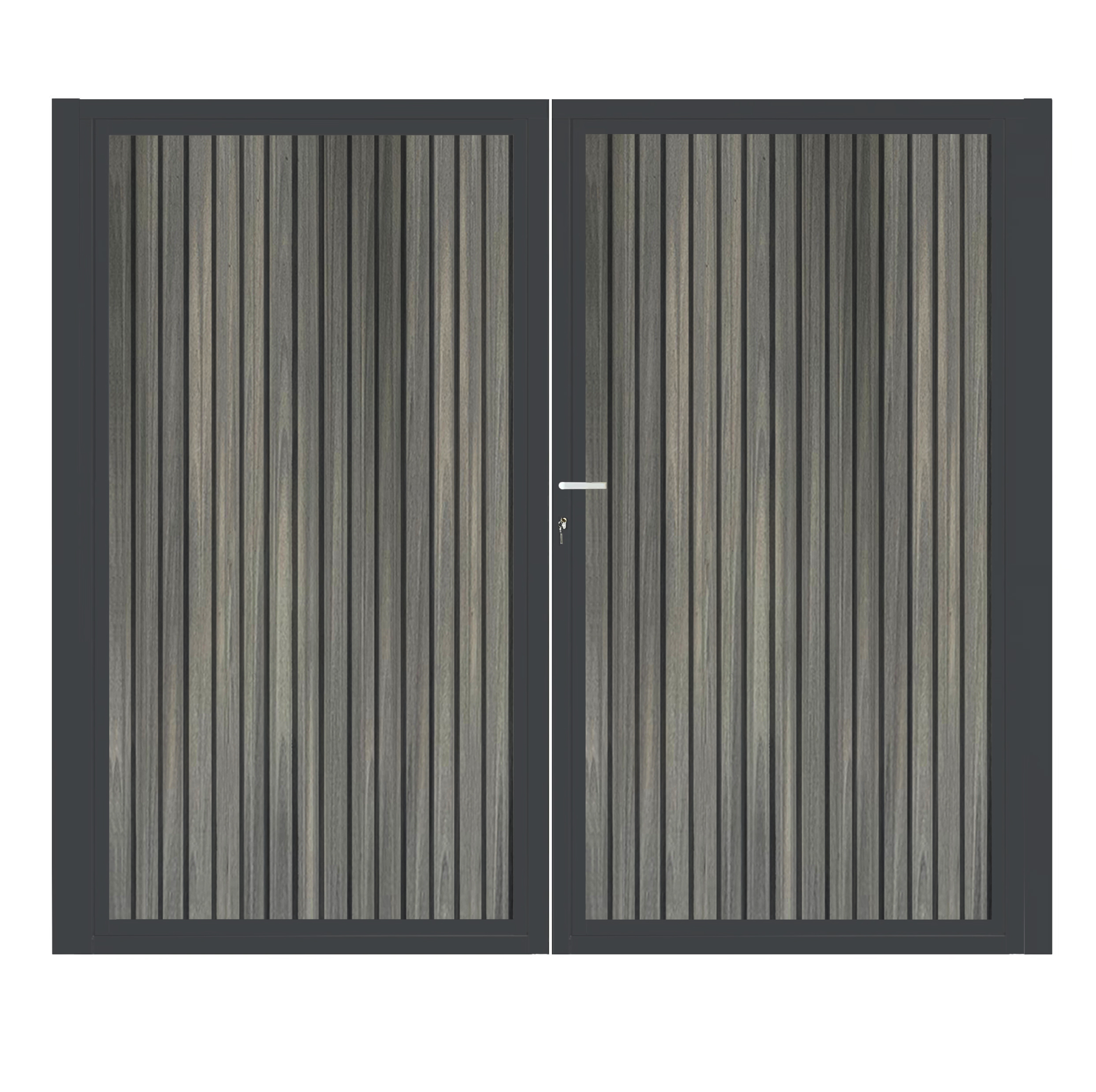 CompoGarden composiet dubbele poort Antraciet Rhombus verticaal met antraciet stalen poortframe - 300 x 185 cm 