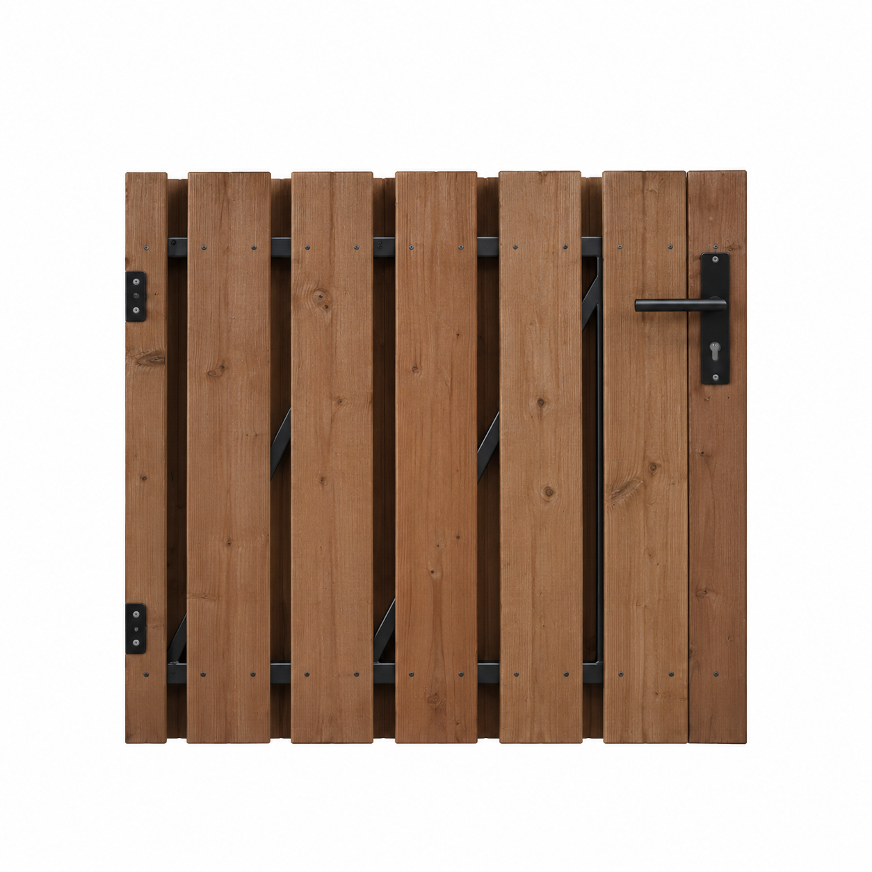 Hardhouten tuindeur laag met gepoedercoat frame