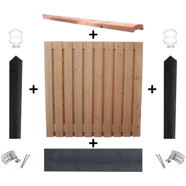 Startpakket douglas hout - antraciet ongecoat beton schutting