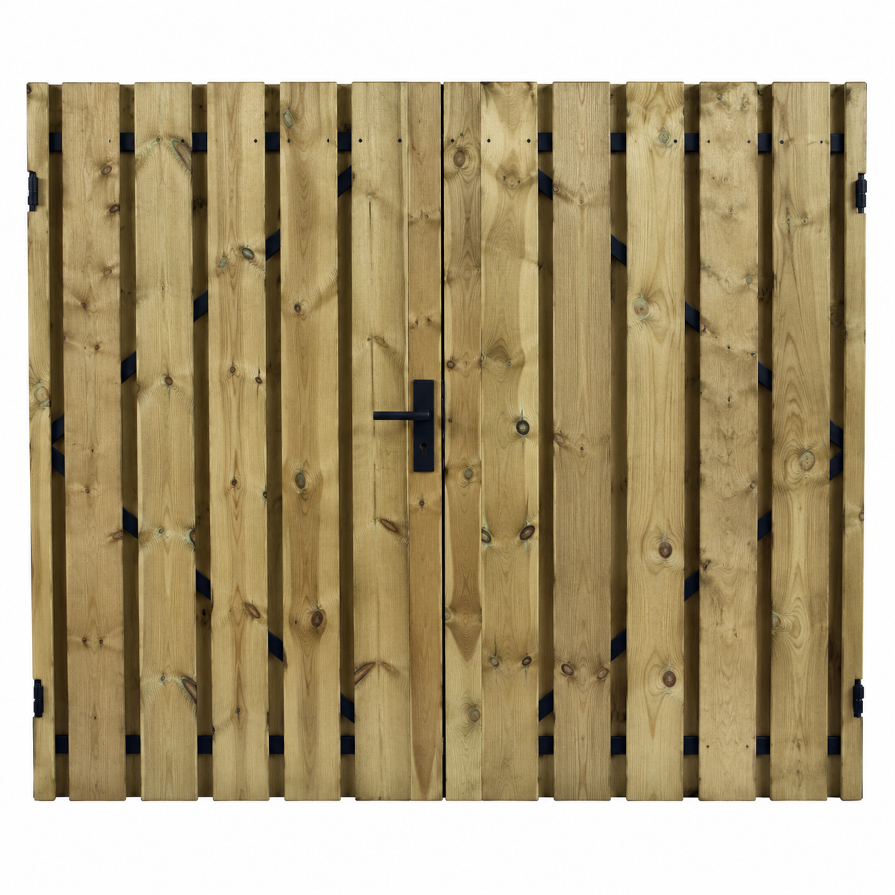 Grenen geschaafd dubbele tuindeur met gepoedercoat frame 