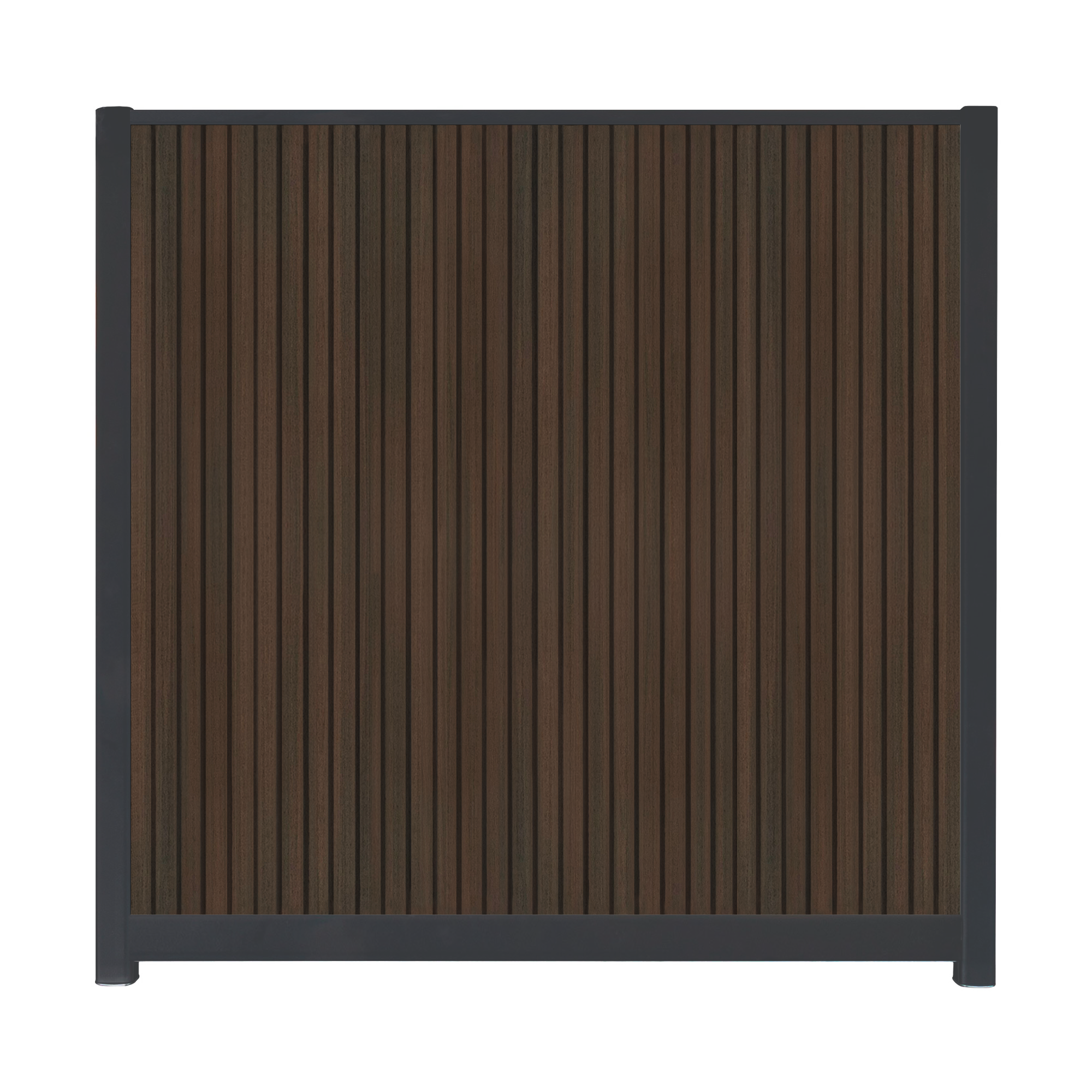CompoLine composiet scherm Donkerbruin Rhombus verticaal met antraciet profielen - 180 x 188 cm