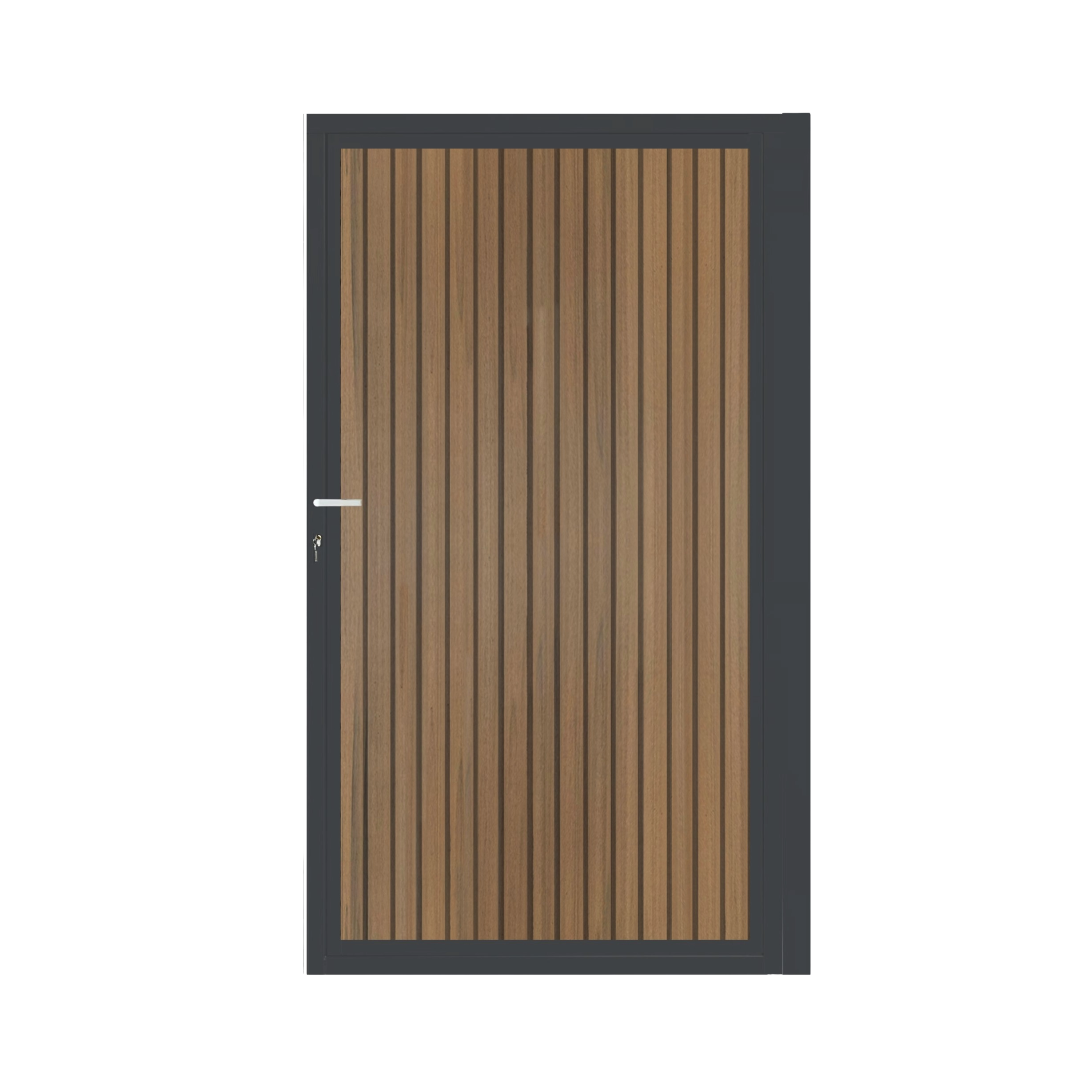 CompoGarden composiet poort Teak Rhombus verticaal met antraciet stalen poortframe - 100 x 185 cm 
