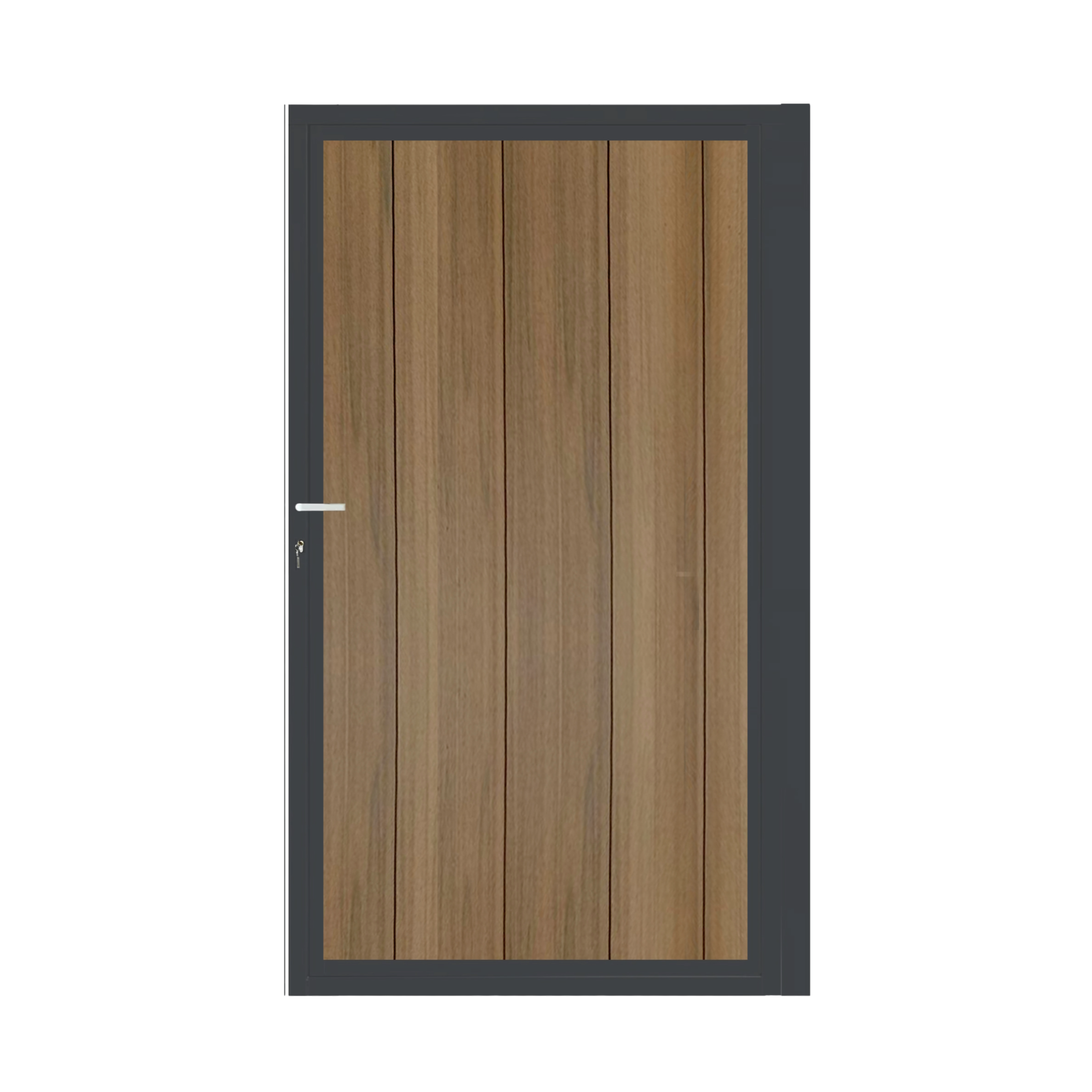 CompoGarden composiet poort Teak Geborsteld verticaal met antraciet stalen poortframe - 100 x 185 cm