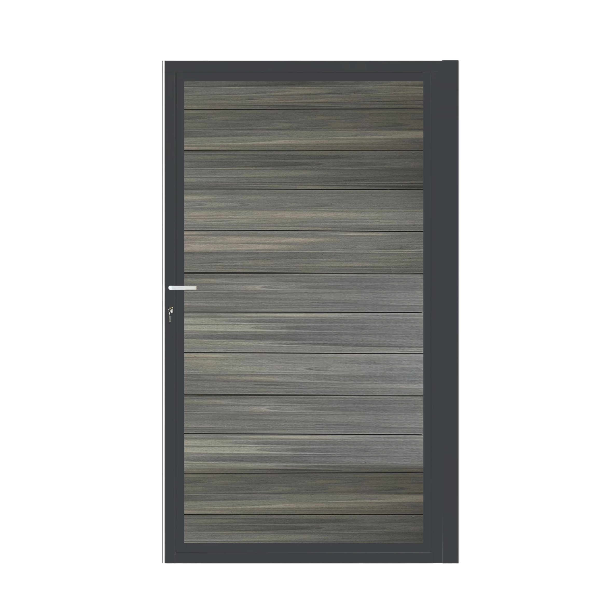 CompoGarden composiet poort Antraciet Geborsteld horizontaal met antraciet aluminium poortframe