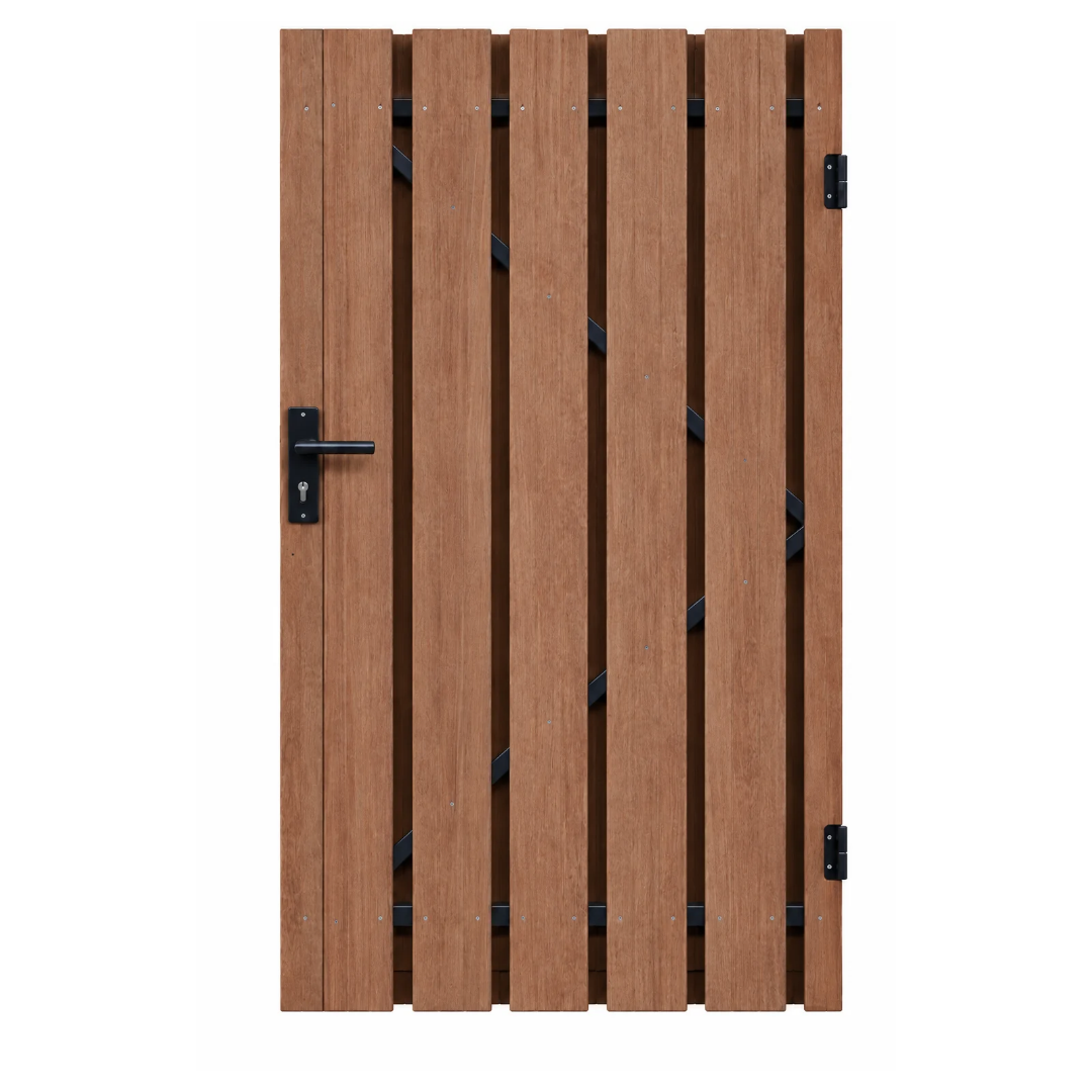 Hardhouten tuindeur met gepoedercoat frame