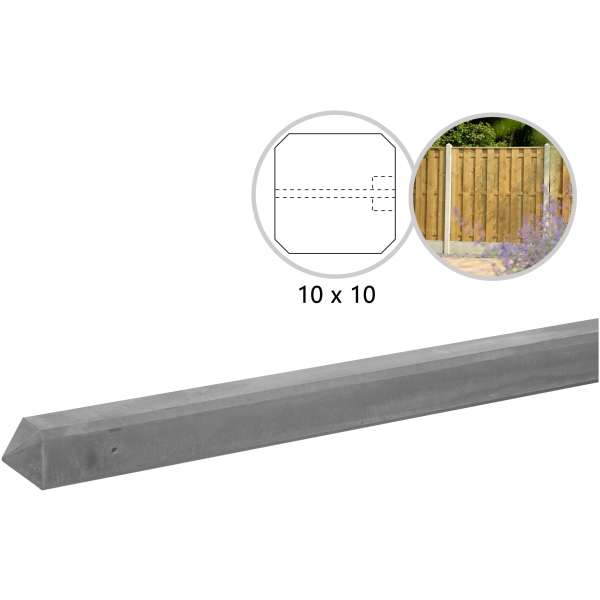 Beton eindpaal grijs - 10 x 10 x 180 cm