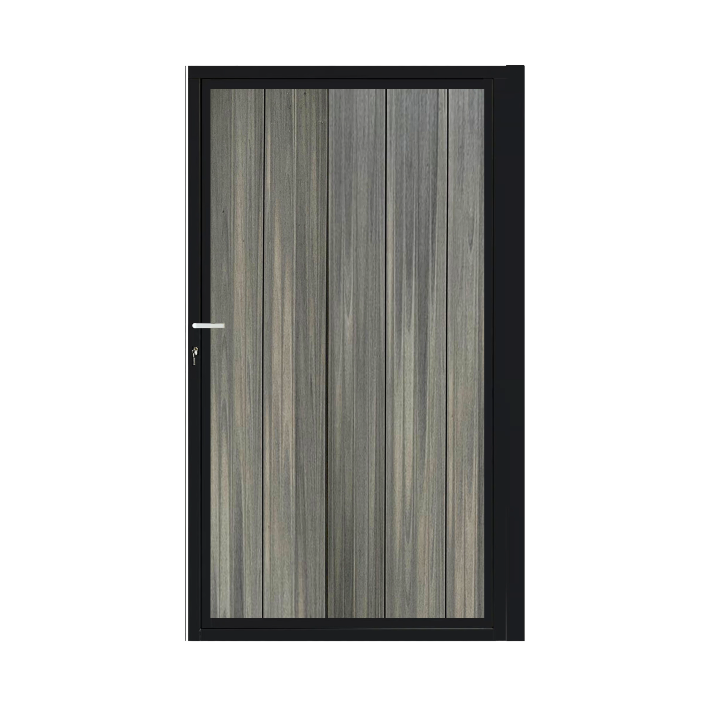 CompoGarden composiet poort Antraciet Geborsteld verticaal met zwart stalen poortframe - 100 x 185 cm