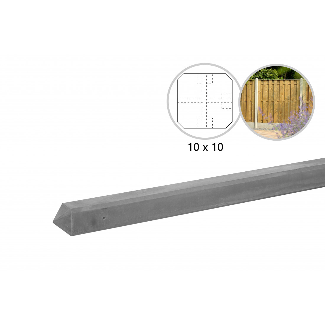 Beton T-paal grijs - 10 x 10 x 280 cm