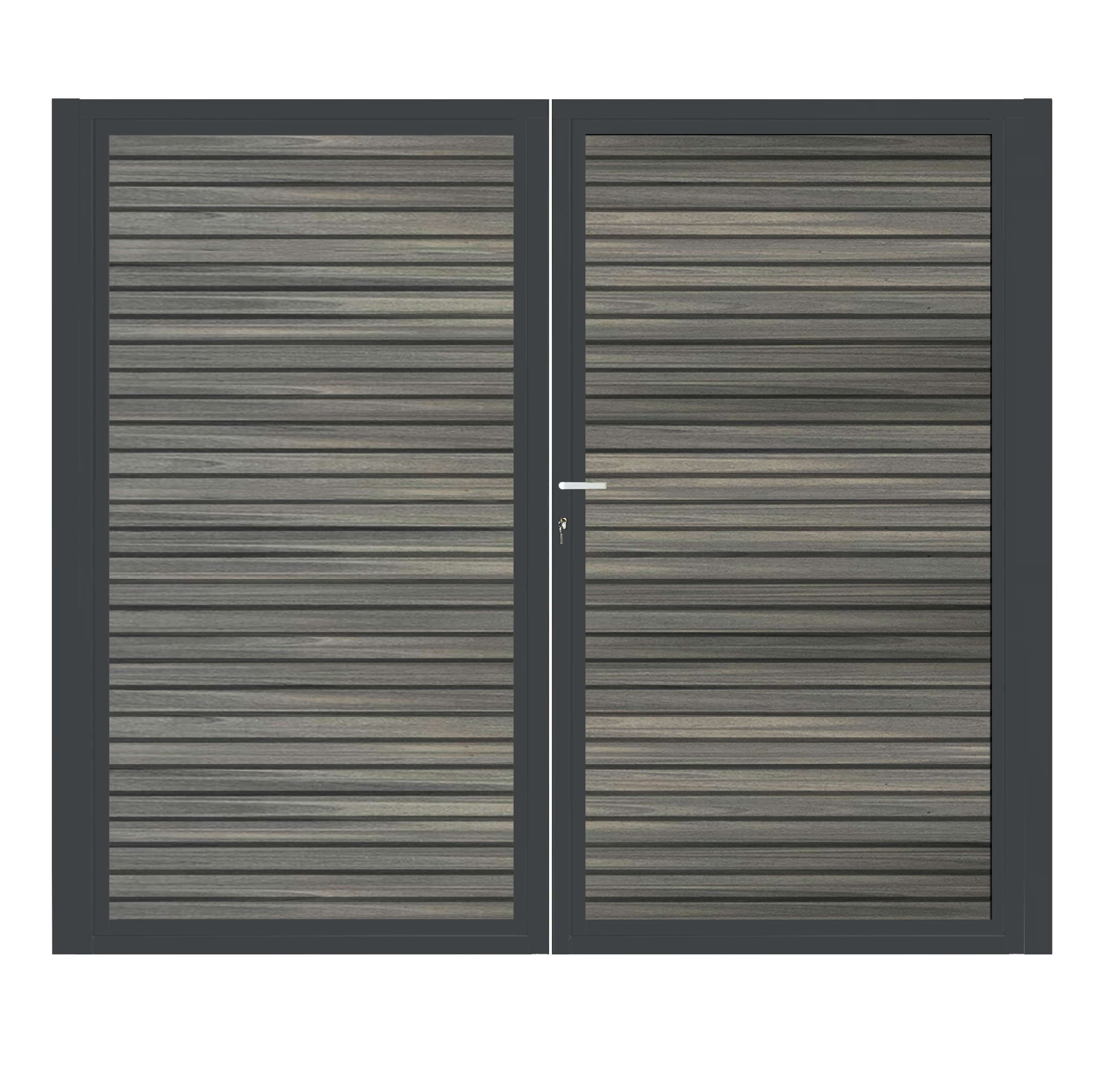 CompoGarden composiet dubbele poort Antraciet Rhombus horizontaal met antraciet stalen poortframe - 300 x 185 cm 