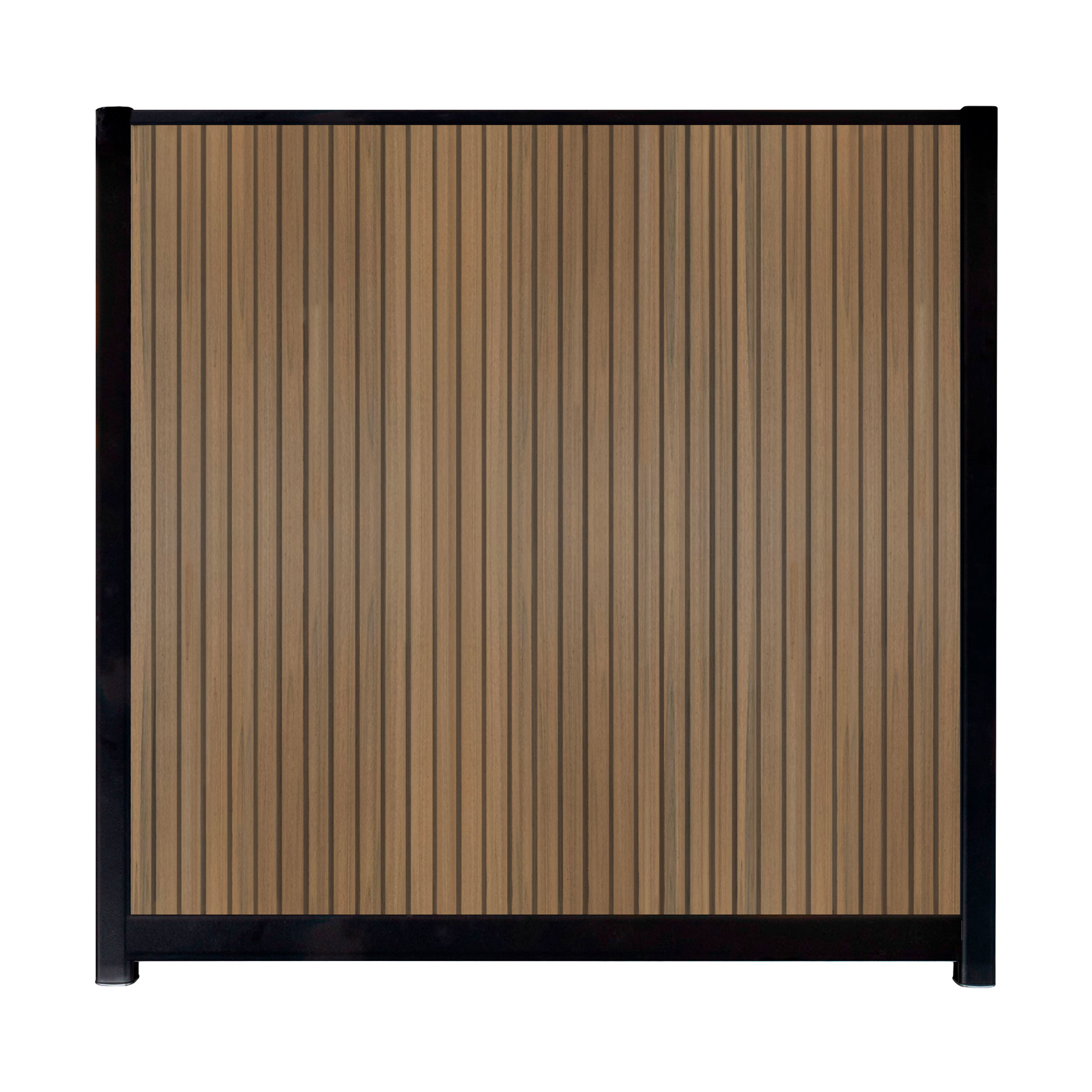 CompoLine composiet scherm Teak Rhombus verticaal met zwarte profielen - 180 x 188 cm