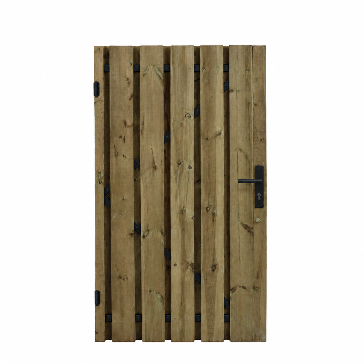Grenen geschaafde tuindeur met gepoedercoat frame