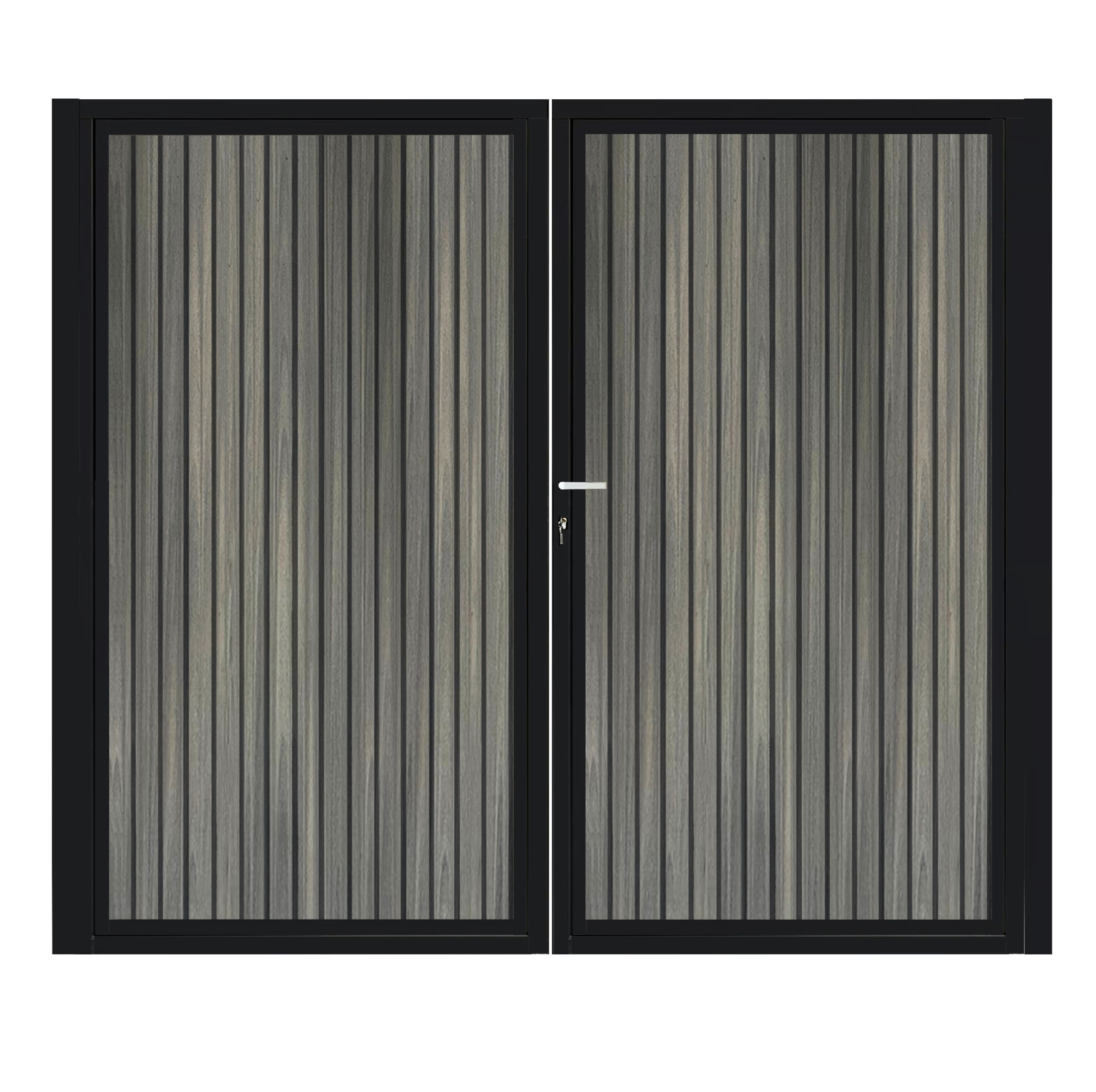 CompoGarden composiet dubbele poort Antraciet Rhombus verticaal met zwart stalen poortframe - 300 x 185 cm 