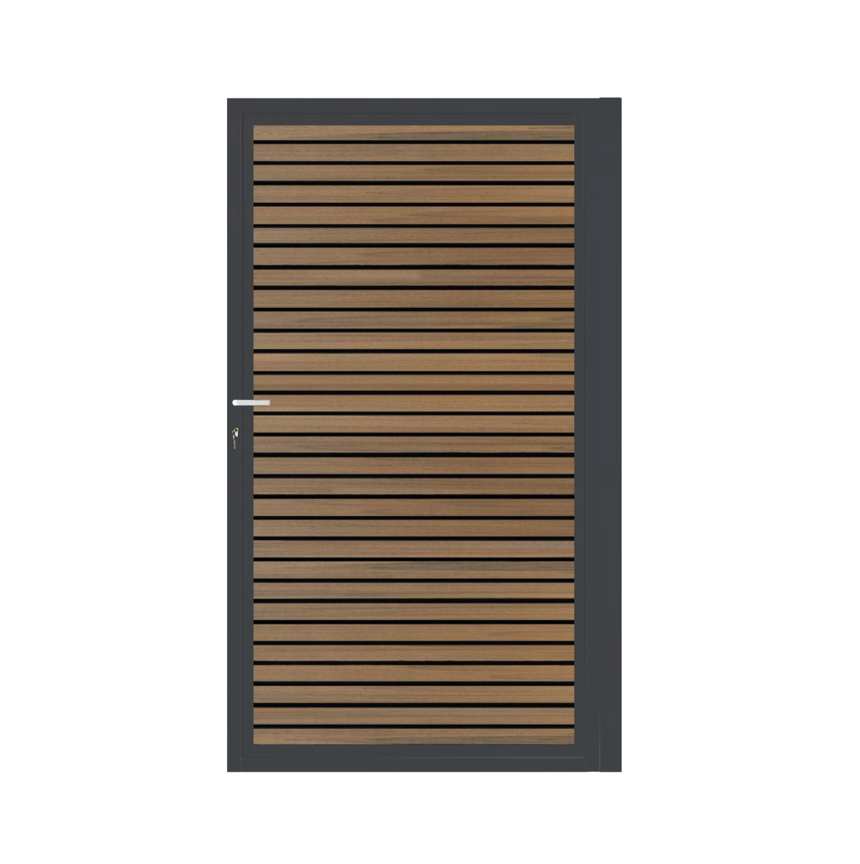 CompoGarden composiet poort Teak Rhombus Schaduw horizontaal met antraciet stalen poortframe - 100 x 185 cm 