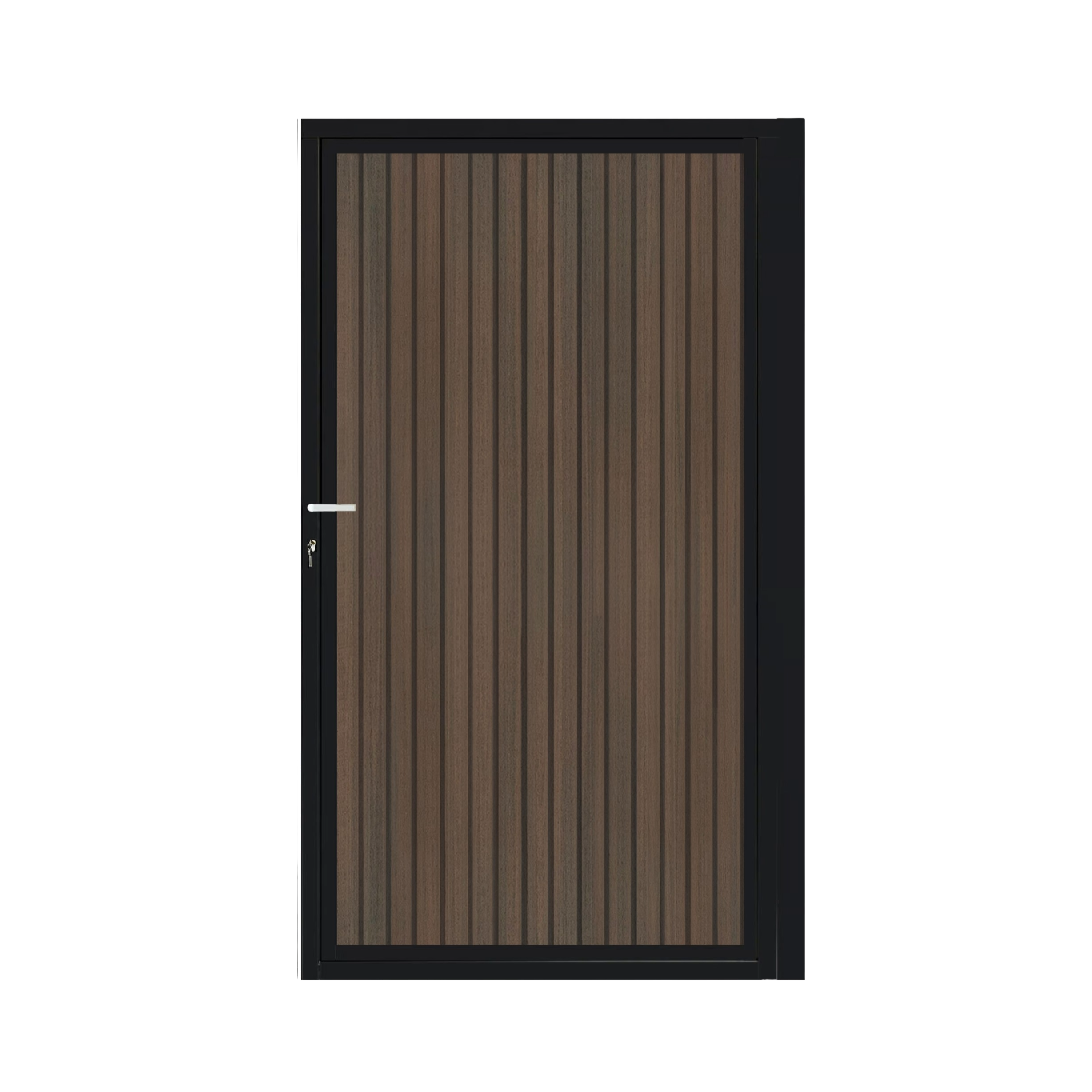 CompoGarden composiet poort Donkerbruin Rhombus verticaal met zwart stalen poortframe - 100 x 185 cm 
