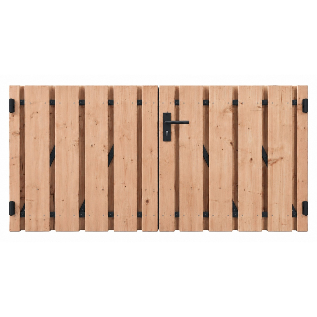 Douglas geschaafd dubbele tuindeur laag met gepoedercoat frame