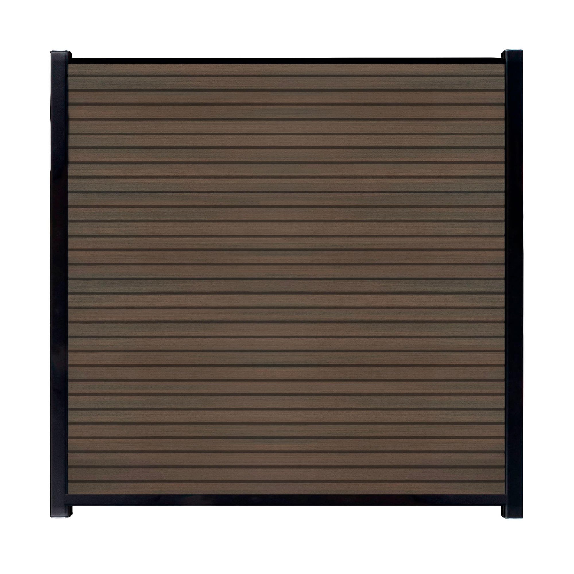 CompoLine composiet scherm Donkerbruin Rhombus horizontaal met zwarte profielen - 180 x 184 cm 