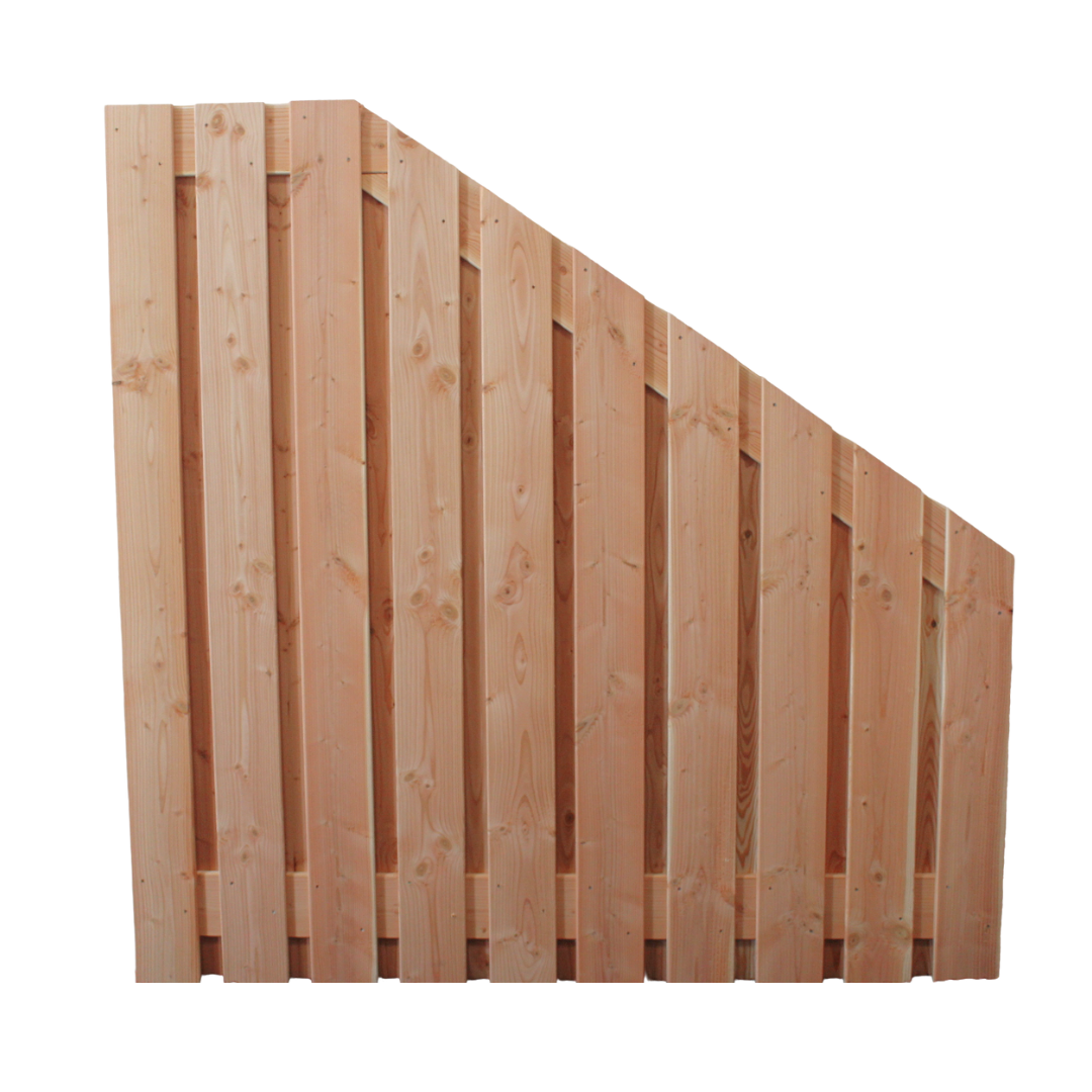 Douglas geschaafd tuinscherm aflopend - 180 x 180 / 90 cm