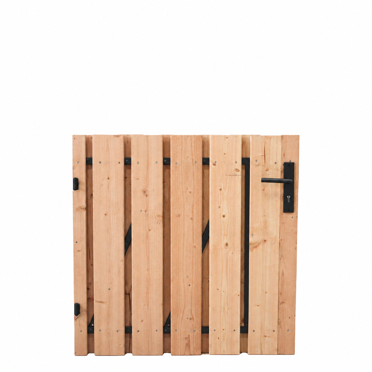 Douglas geschaafde tuindeur laag met gepoedercoat frame