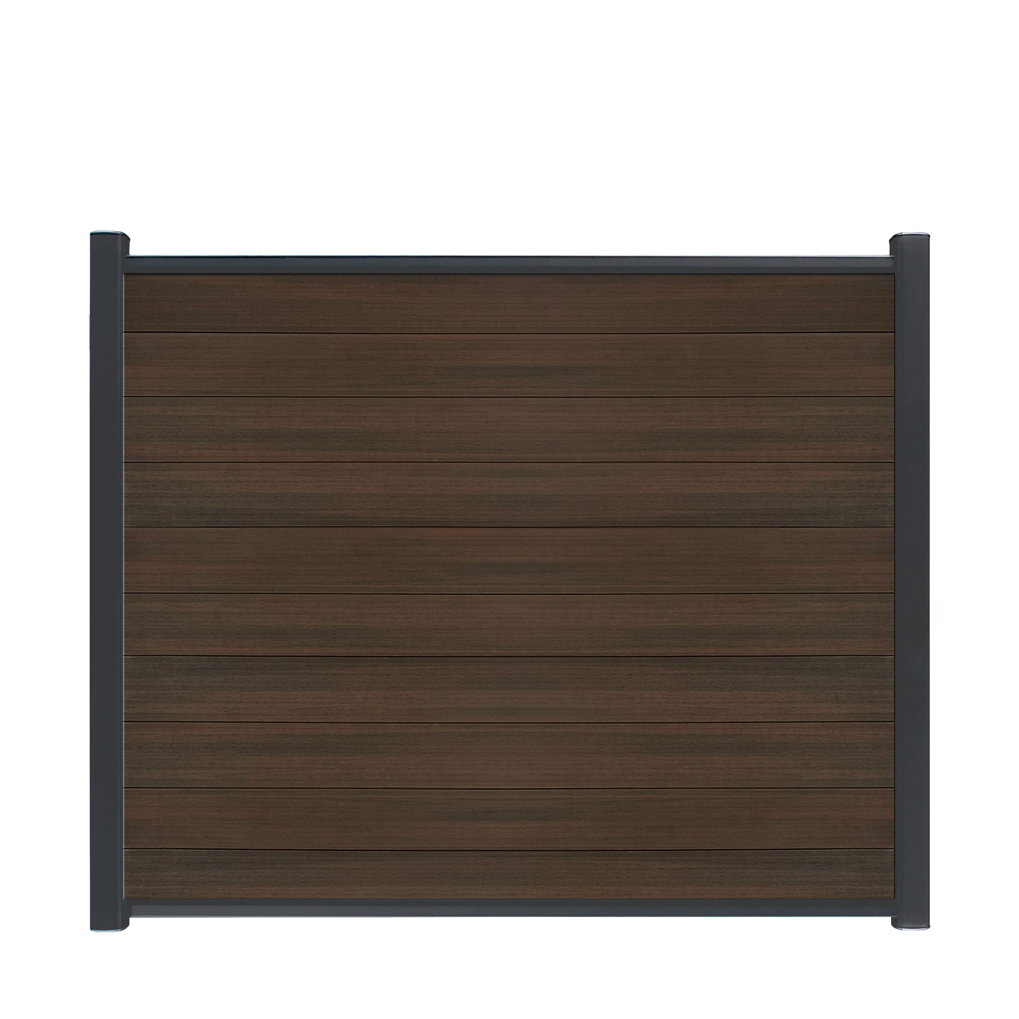 CompoLine composiet scherm Donkerbruin Rhombus Geborsteld horizontaal met antraciet profielen - 180 x 184 cm