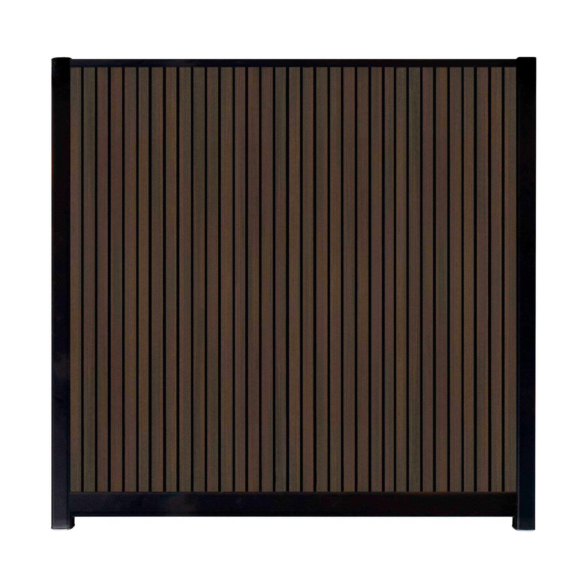 CompoLine composiet scherm Donkerbruin Rhombus Schaduw verticaal met zwarte profielen - 180 x 188 cm 