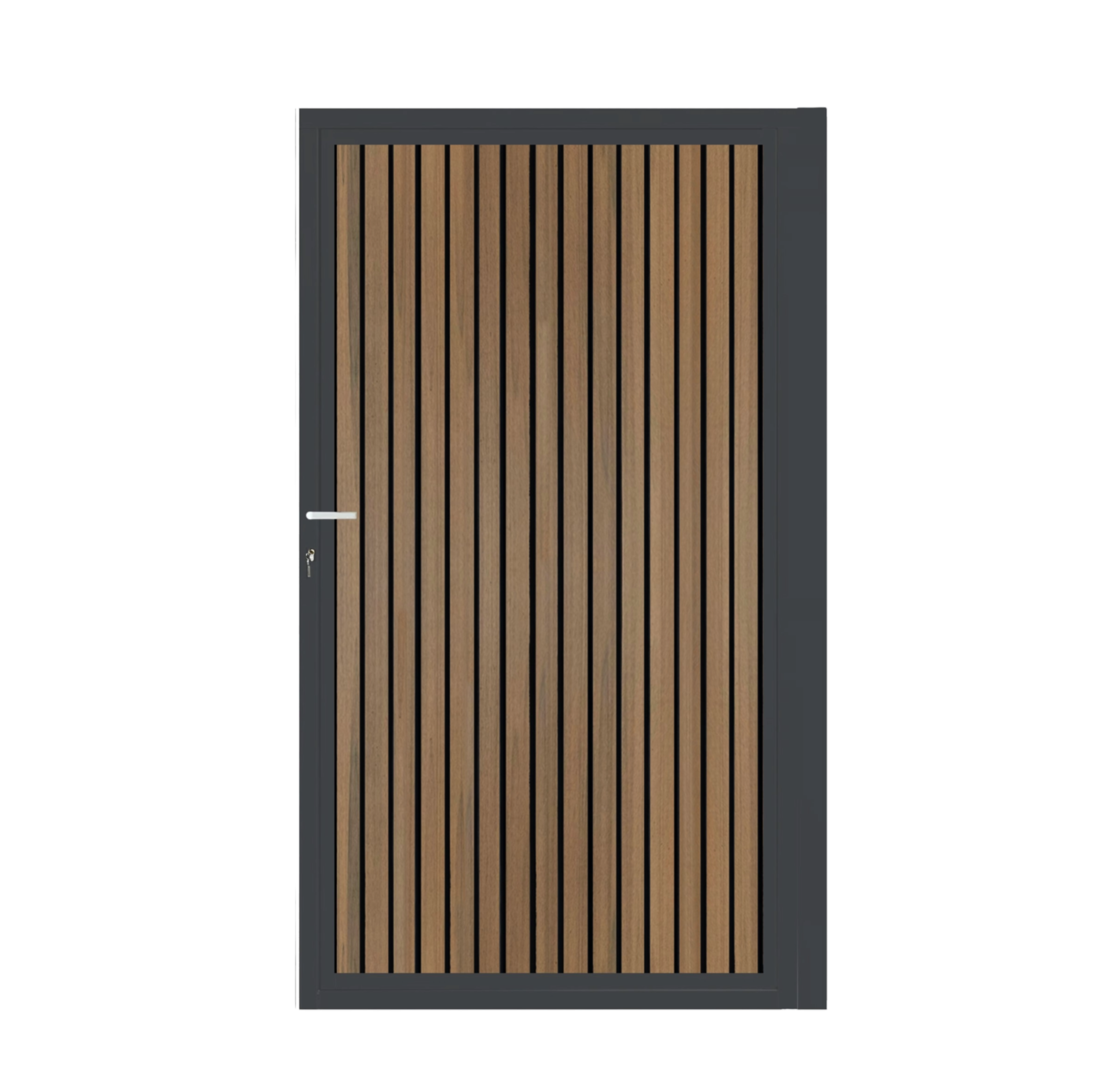 CompoGarden composiet poort Teak Rhombus Schaduw verticaal met antraciet stalen poortframe - 100 x 185 cm