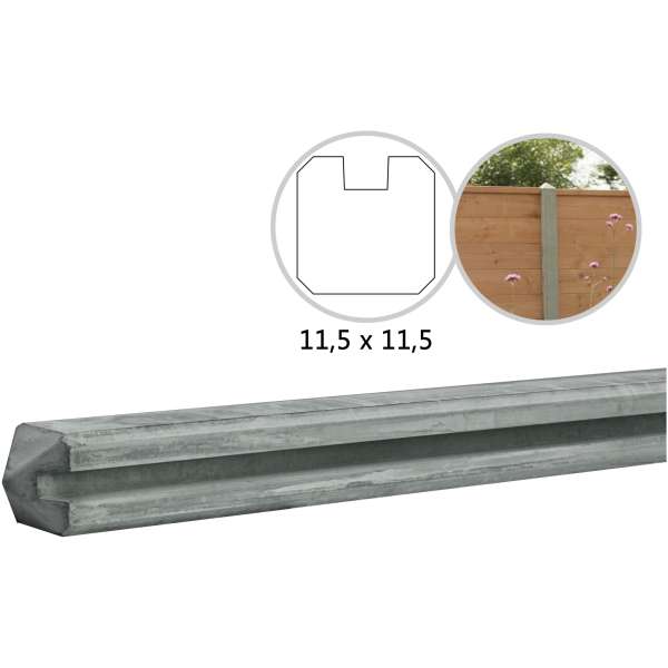 Beton eindpaal met sleuf grijs - 11,5 x 11,5 x 278cm