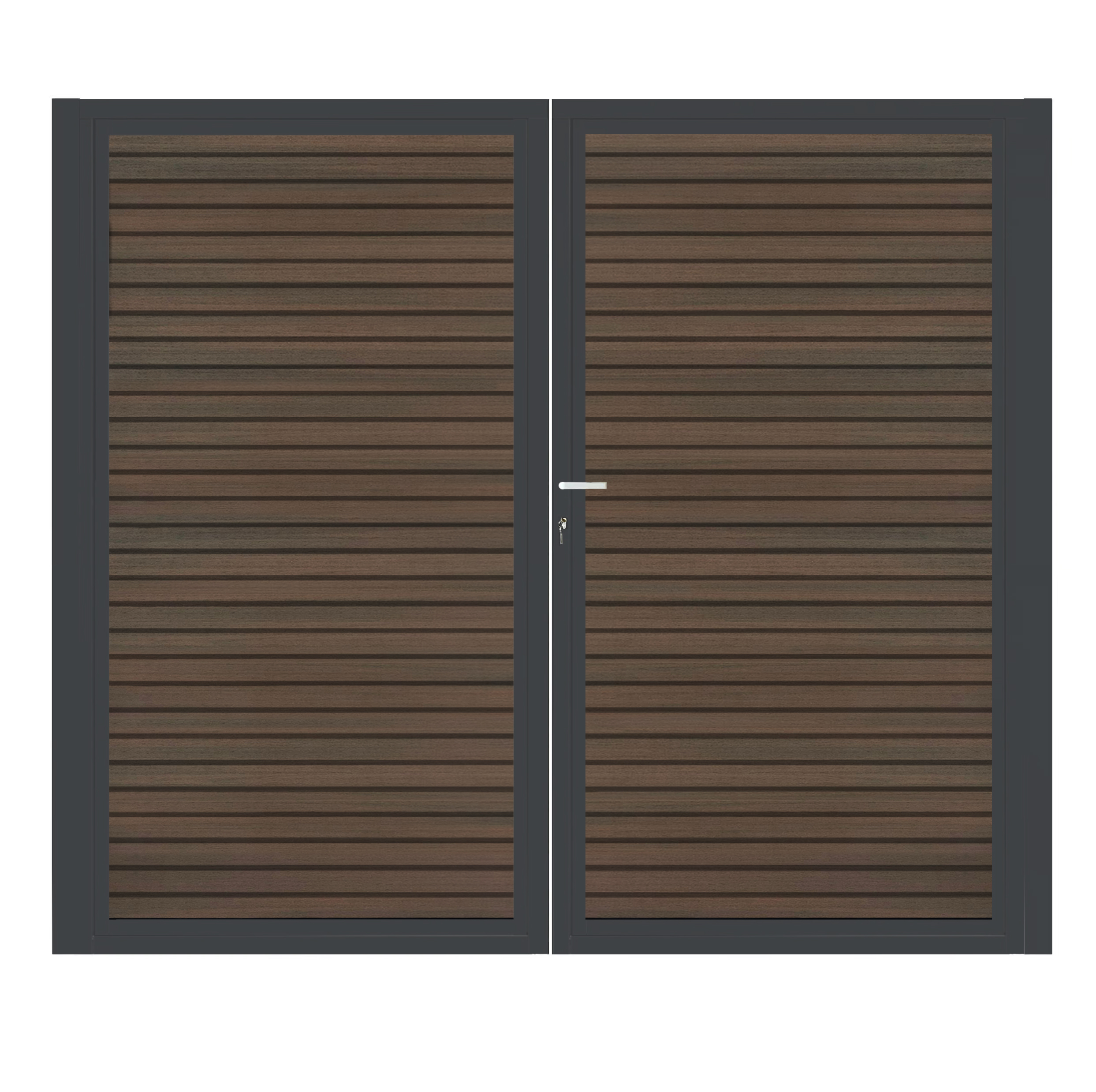 CompoGarden composiet dubbele poort Donkerbruin Rhombus horizontaal met antraciet stalen poortframe - 300 x 185 cm 