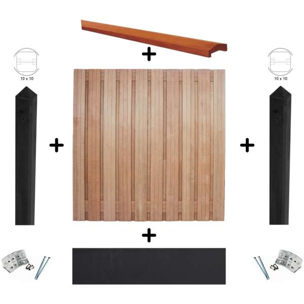 Startpakket hardhout - antraciet gecoat beton schutting