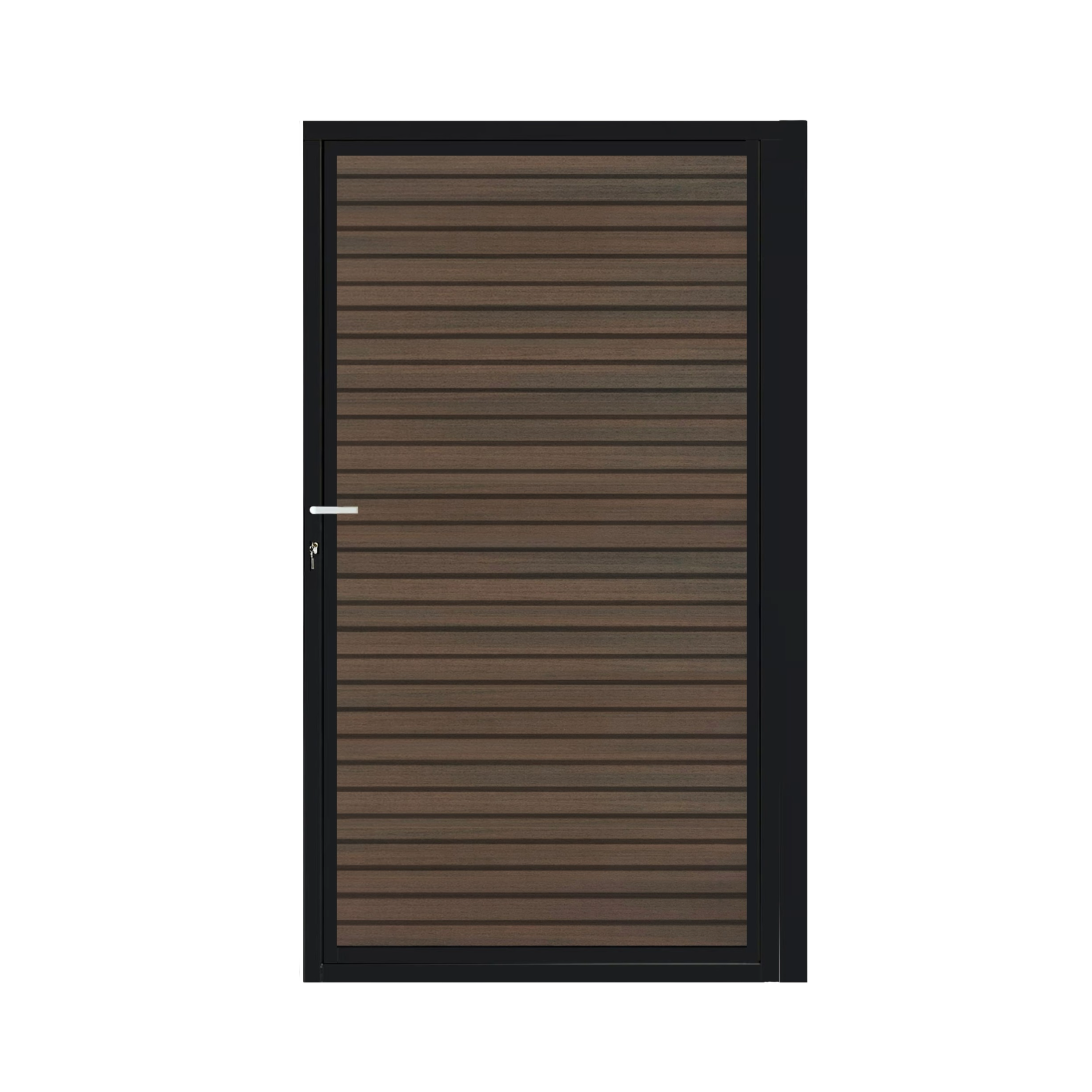 CompoGarden composiet poort Donkerbruin Rhombus horizontaal met zwart stalen poortframe - 100 x 185 cm 